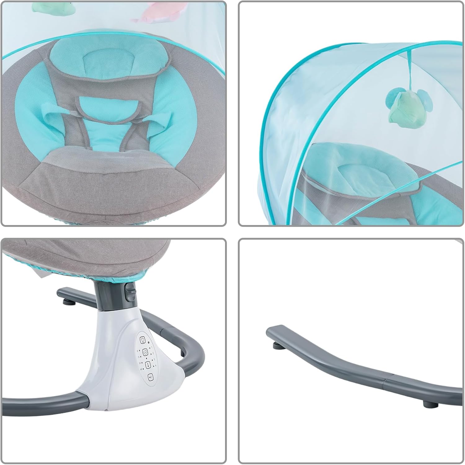 Columpio eléctrico para bebés con altavoz de música a control remoto, columpio para recién nacido con 4 velocidades de oscilación, balancín para