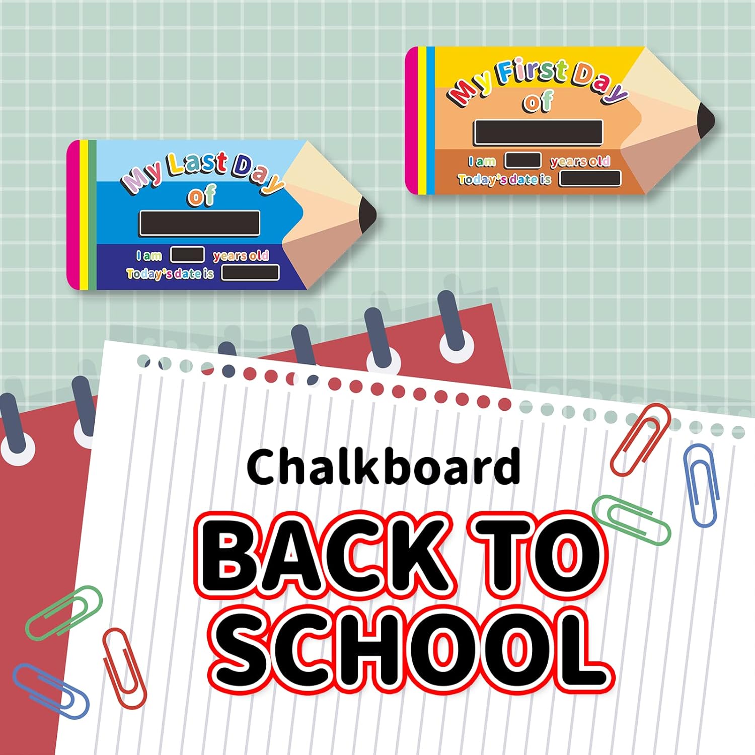 Homievar Cartel de lápiz 2023  Pizarra de tiza para el primer día de escuela para niños en preescolar o jardín de infantes  1 pizarra blanca y tiza