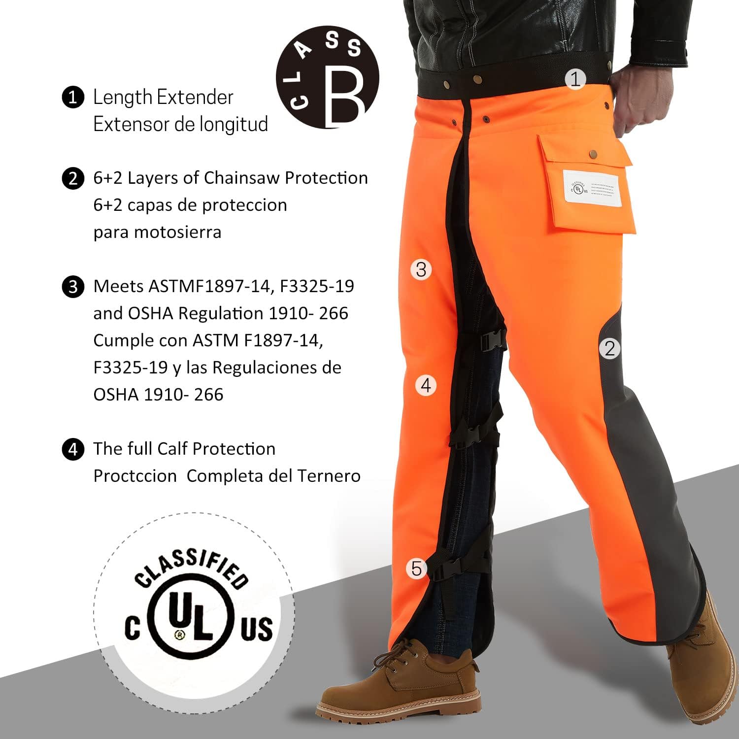 ZELARMAN Delantal de motosierra de 8 capas para hombres y mujeres, leñadores, trabajadores forestales, pantalones de sierra de cadena protectora,
