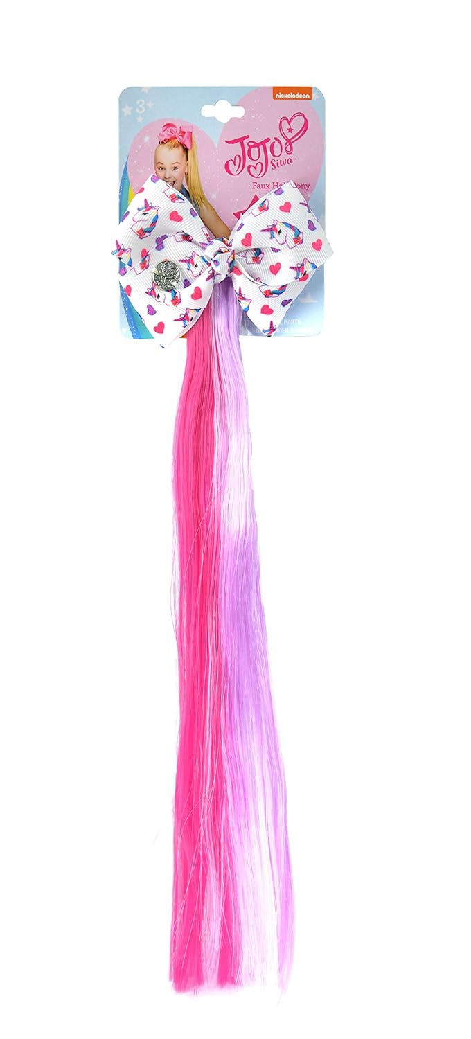 JoJo Siwa Fun – Extensión de pelo sintético de 12 pulgadas con lazos impresos, juego de 4 unidades
