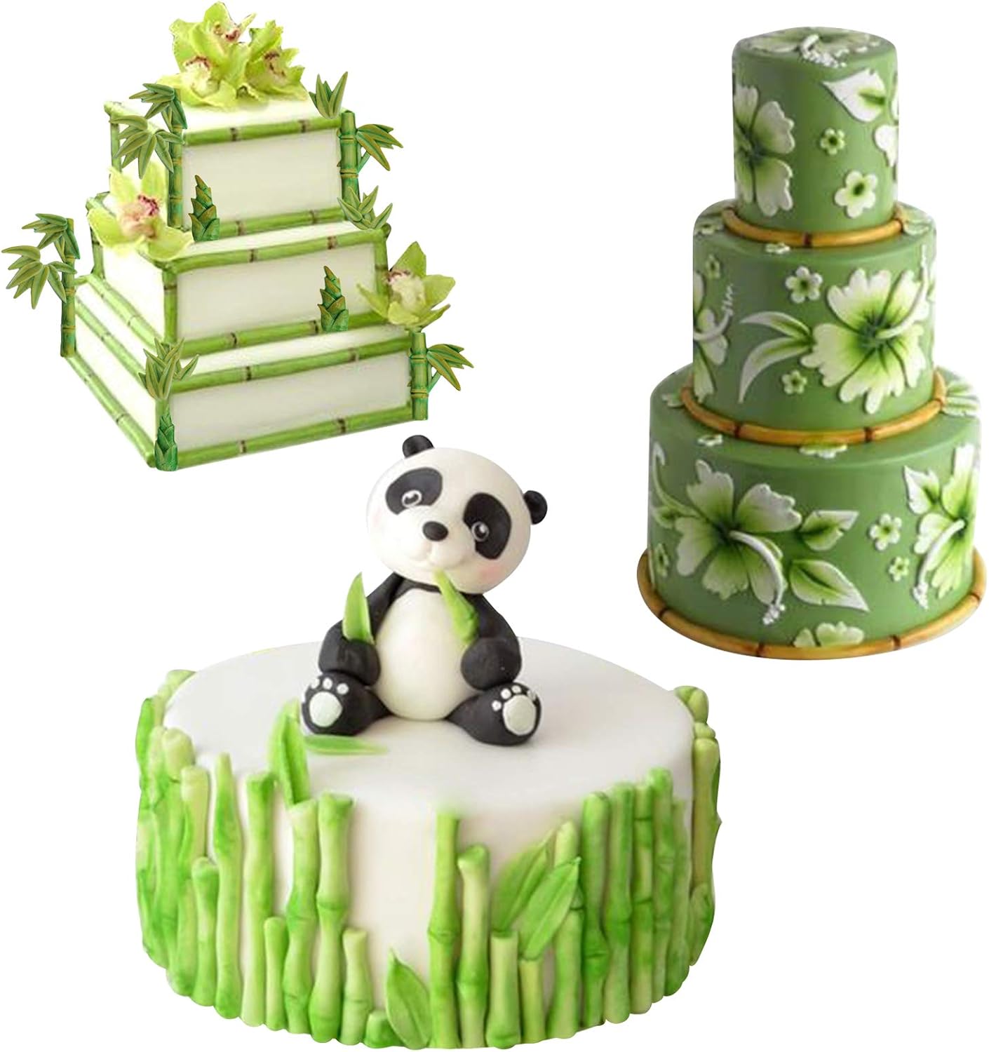FUNSHOWCASE Molde de silicona de bambú para decoración de bordes de pastel de fondant