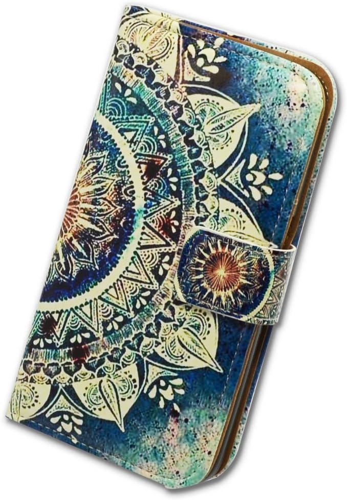 Bcov Funda para iPhone XR, diseño de mandala circular verde con tarjetero y soporte para tarjeta y soporte para iPhone XR