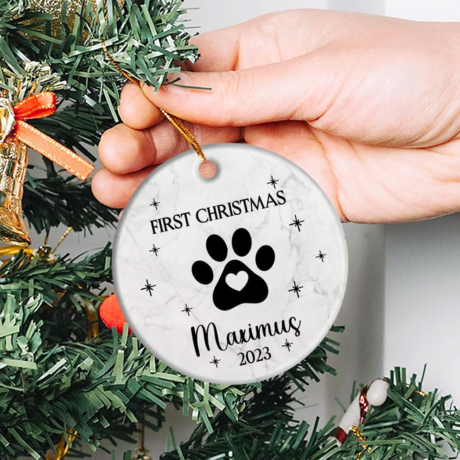 Adorno de Navidad para mascotas, adorno de huellas de perro, adorno de Navidad de primer perro 2023, adorno personalizado para perro, regalo de