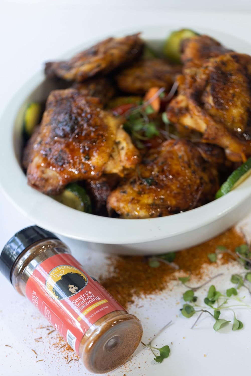 Avonya’s Blends – Sentry’s Seafood Seasoning- Bajo en sodio – Condimento para mariscos – Sin azúcar- Sin OGM – Sin MSG- 5oz