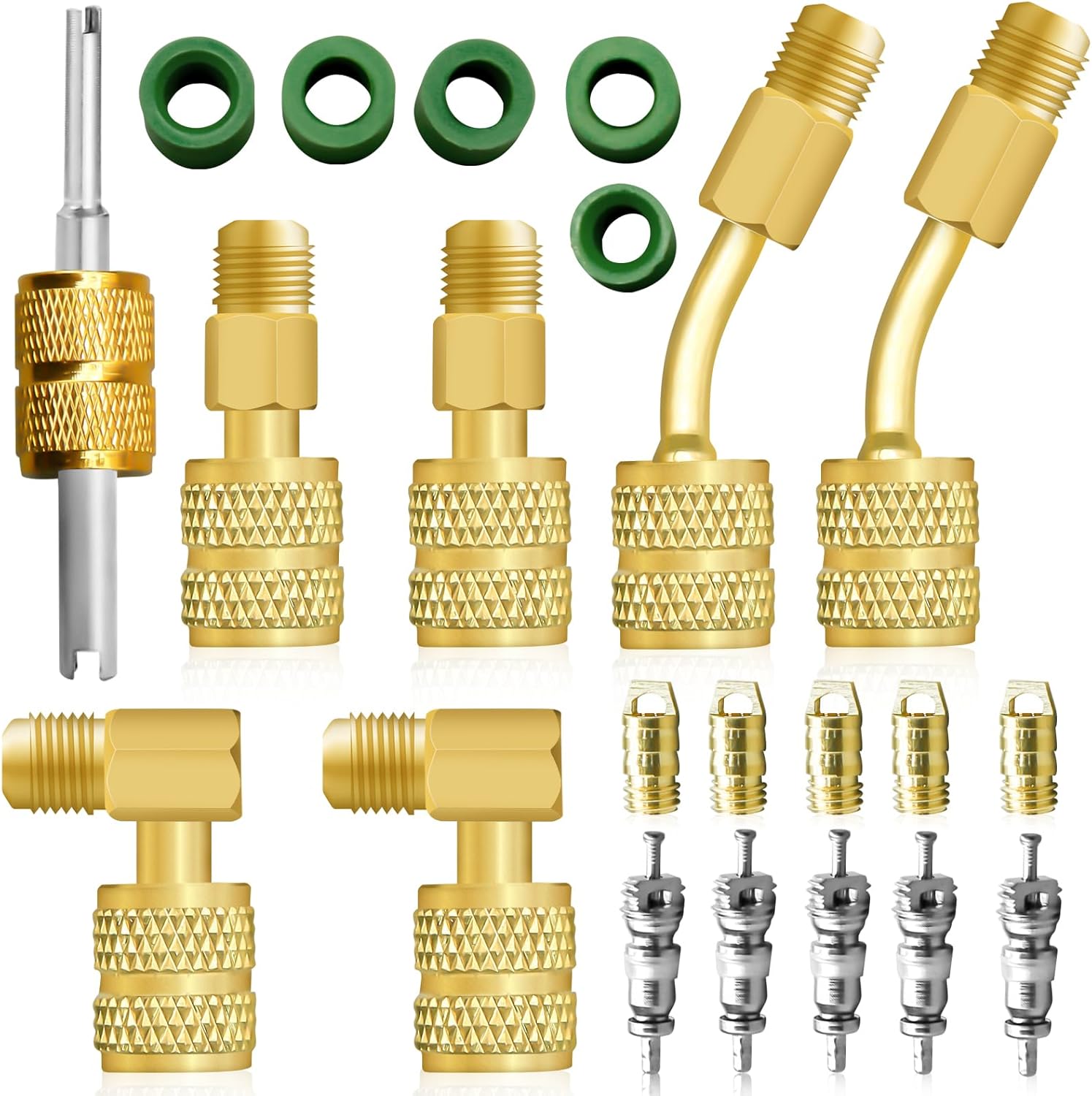 Kit de adaptador R410A, adaptador mini split 516 a 14 acoplador R410A adaptador de manguera de refrigerante, conector de válvula removedor de