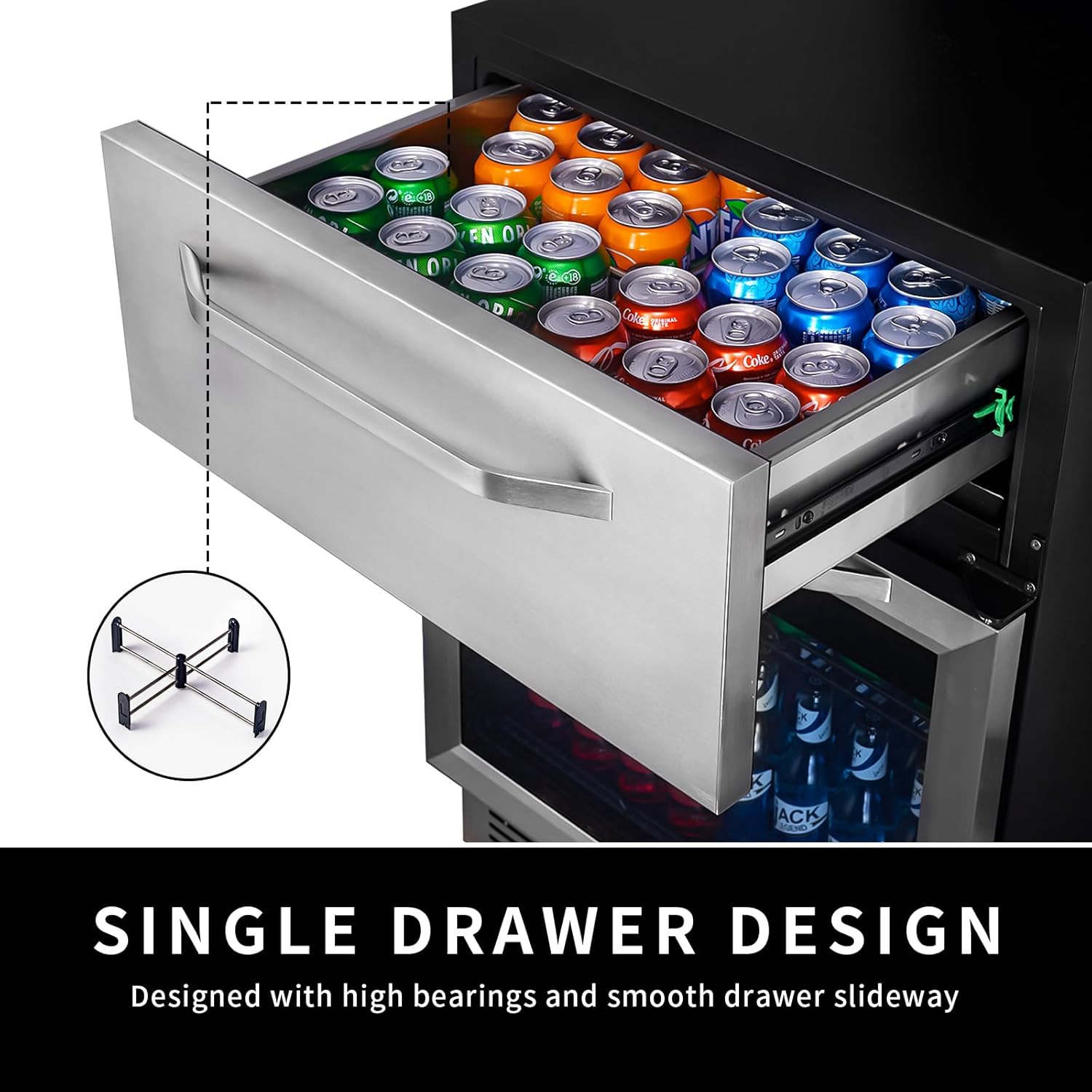 Karcassin Refrigerador de bebidas 2 en 1 de acero inoxidable para interiores de 24 pulgadas, con pantalla digital para uso doméstico y comercial