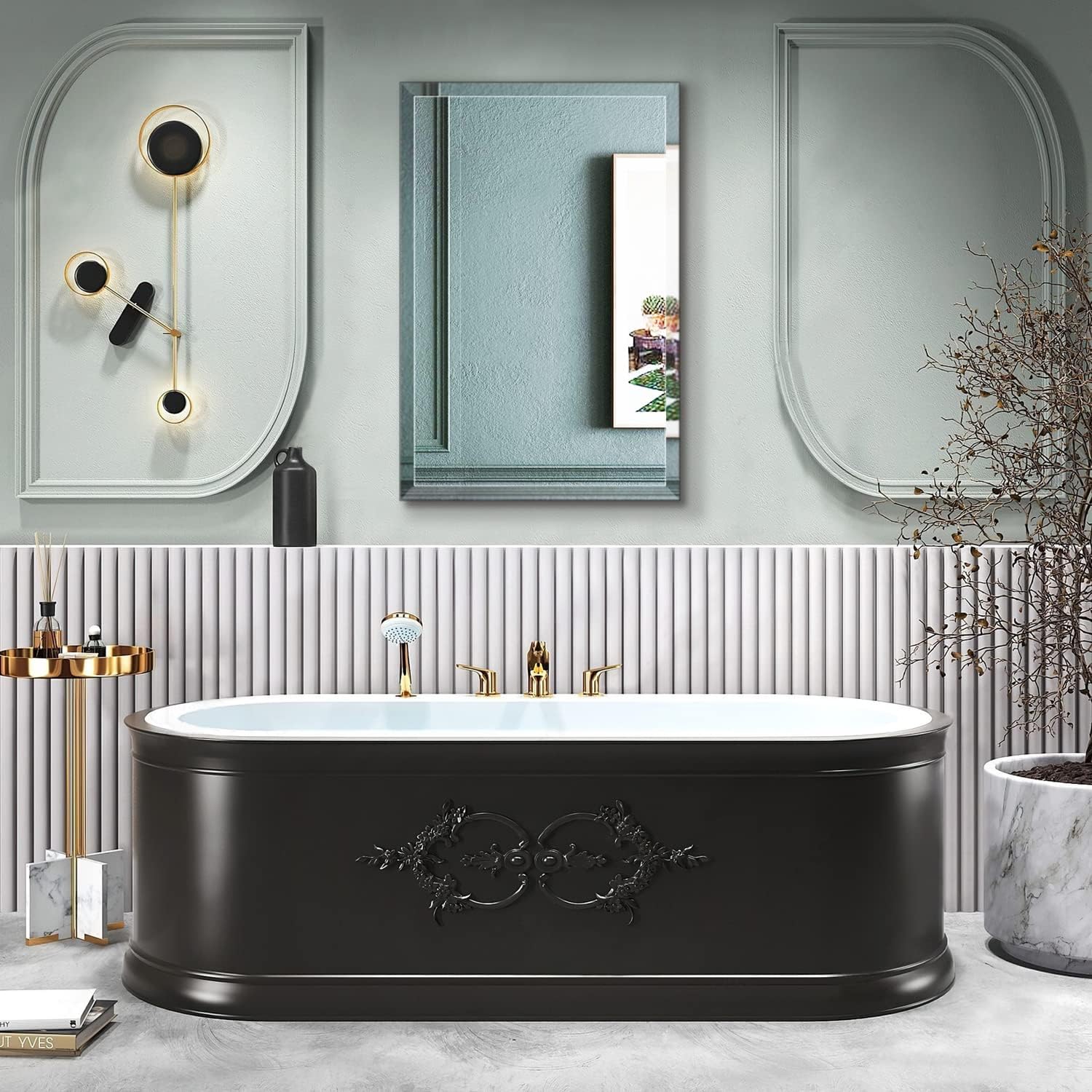 Umzodo Espejo de pared rectangular sin marco de 24 x 36 pulgadas con borde biselado de 1 pulgada para tocador de baño