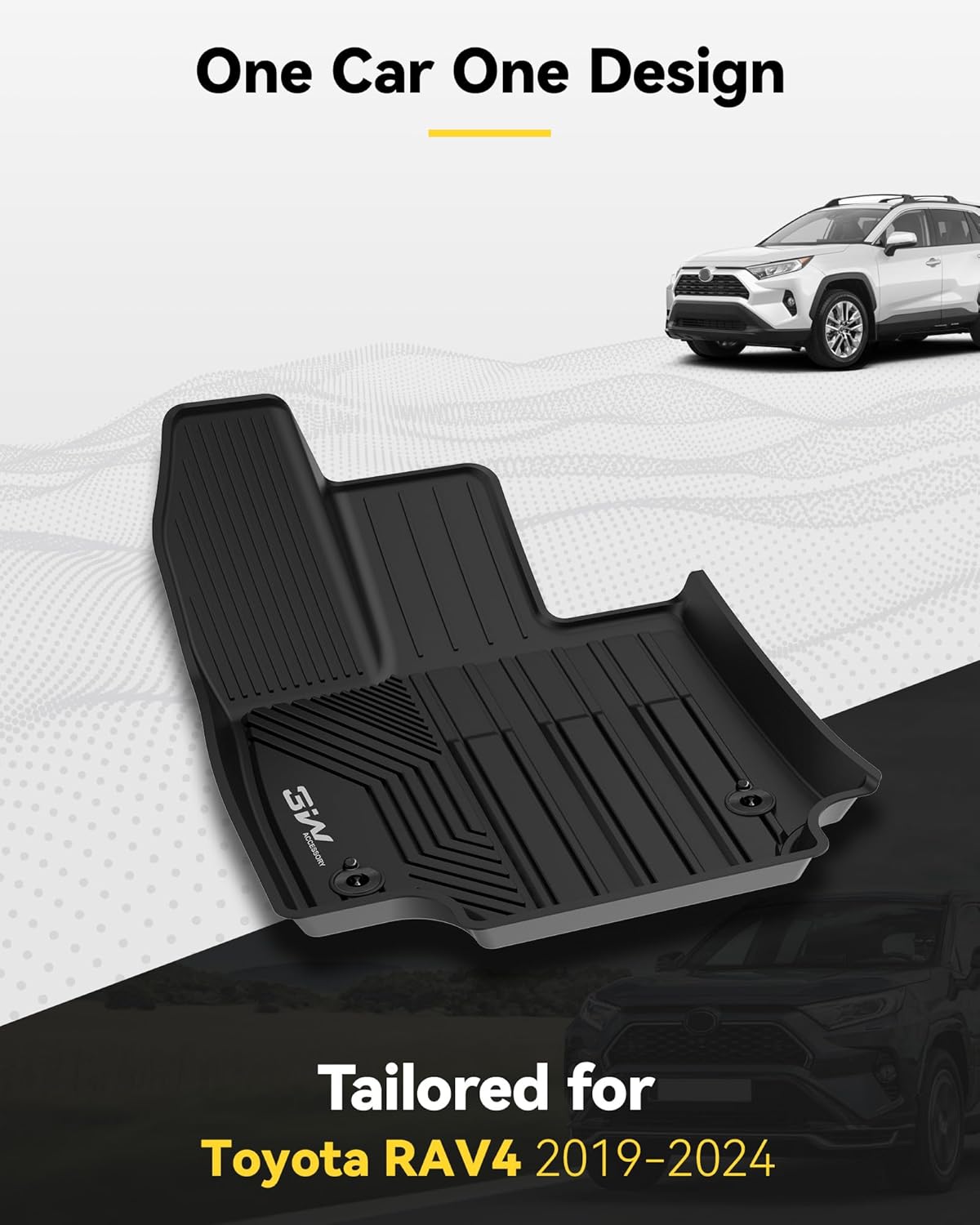 3W Alfombrillas de suelo y revestimiento de carga para Toyota RAV4 2019-2024 (no para híbridos o Prime) TPE para todo tipo de clima, ajuste