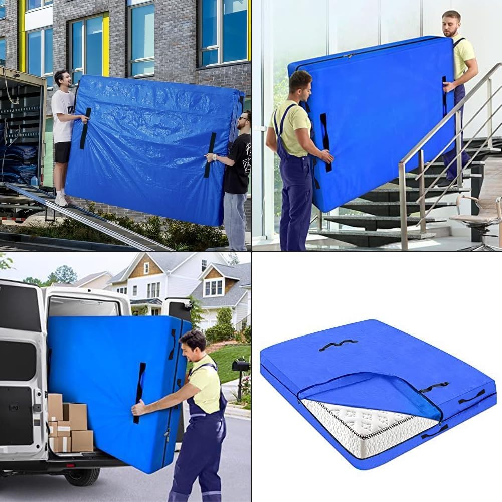 Gulrear Bolsas de colchón para protector de mudanza, funda de colchón reutilizable tamaño King con cremalleras y asas de transporte que hacen que