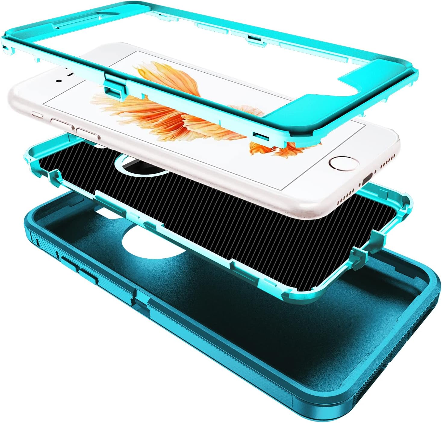 Funda para iPhone 6s, iPhone 6, protector de pantalla integrado, protección de cuerpo completo de 3 capas, resistente y resistente a los golpes,