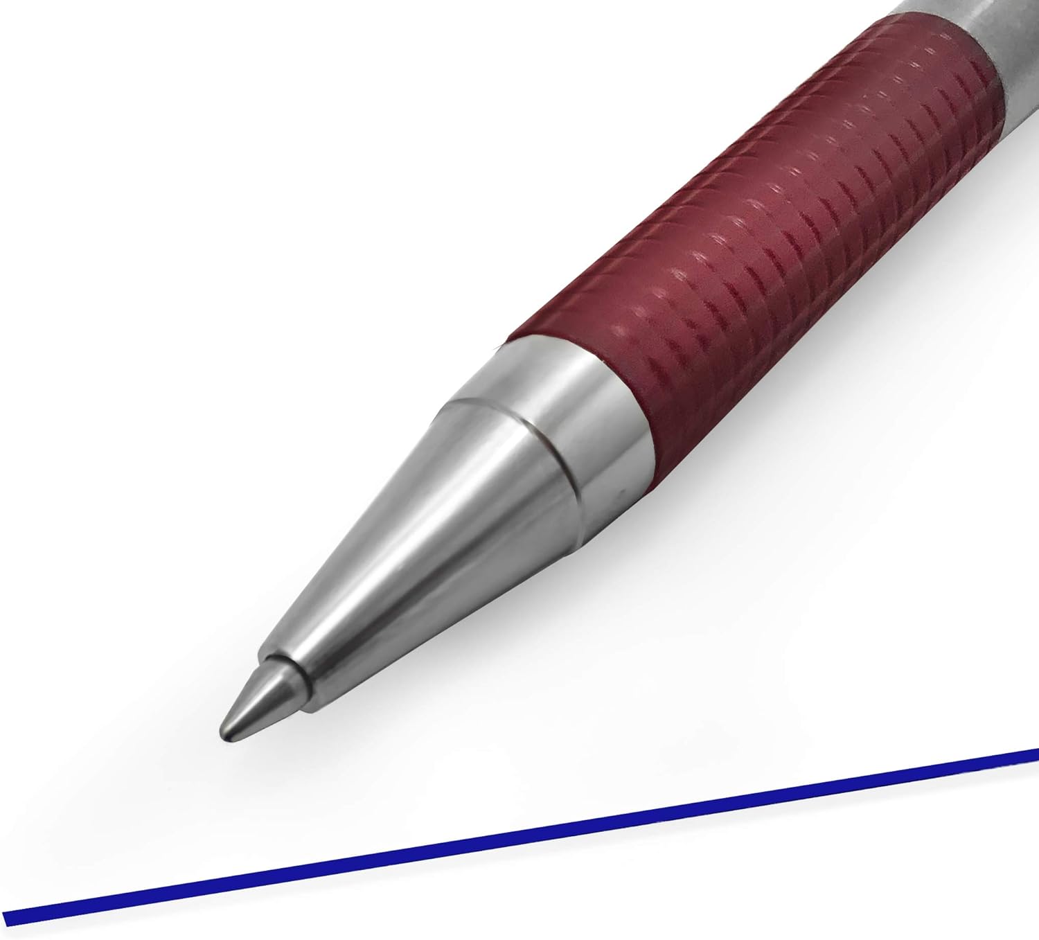 Zebra F-301 – Bolígrafo retráctil de acero inoxidable, 0.028 in, mediano, tinta azul, barril granate, paquete de 12