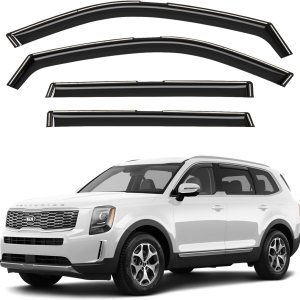 Co – Deflectores de visera de ventilación de ventana lateral teñidos en el canal, protectores de lluvia compatibles con Kia Telluride 2020-2023 – 4 Co – Deflectores de visera de ventilación de ventana lateral teñidos en el canal, protectores de lluvia compatibles con Kia Telluride 2020-2023 – 4