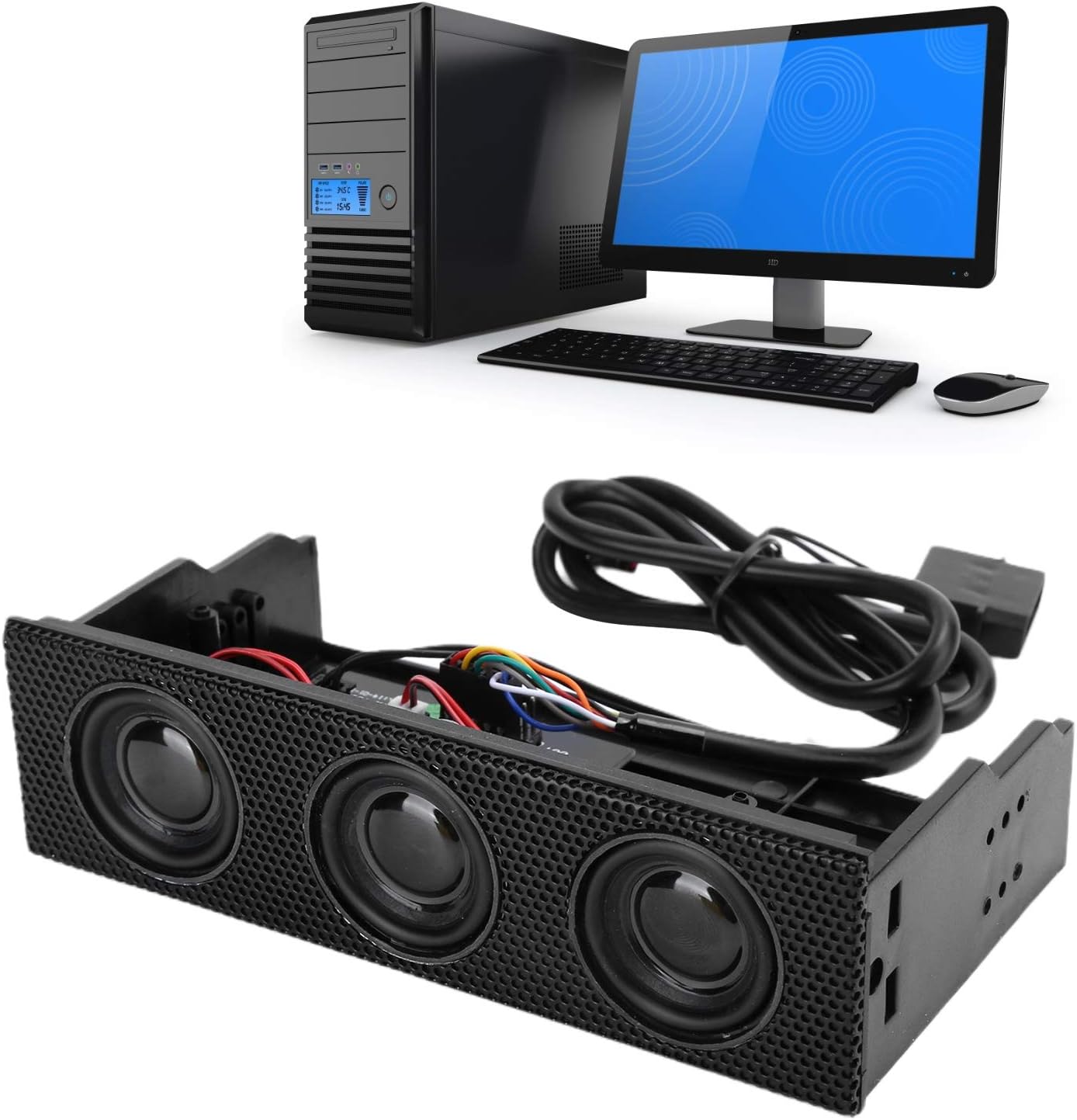 Zopsc 5.25in Panel frontal USB PC Panel frontal Altavoz estéreo envolvente computadora caso incorporado Mic altavoz STW9005