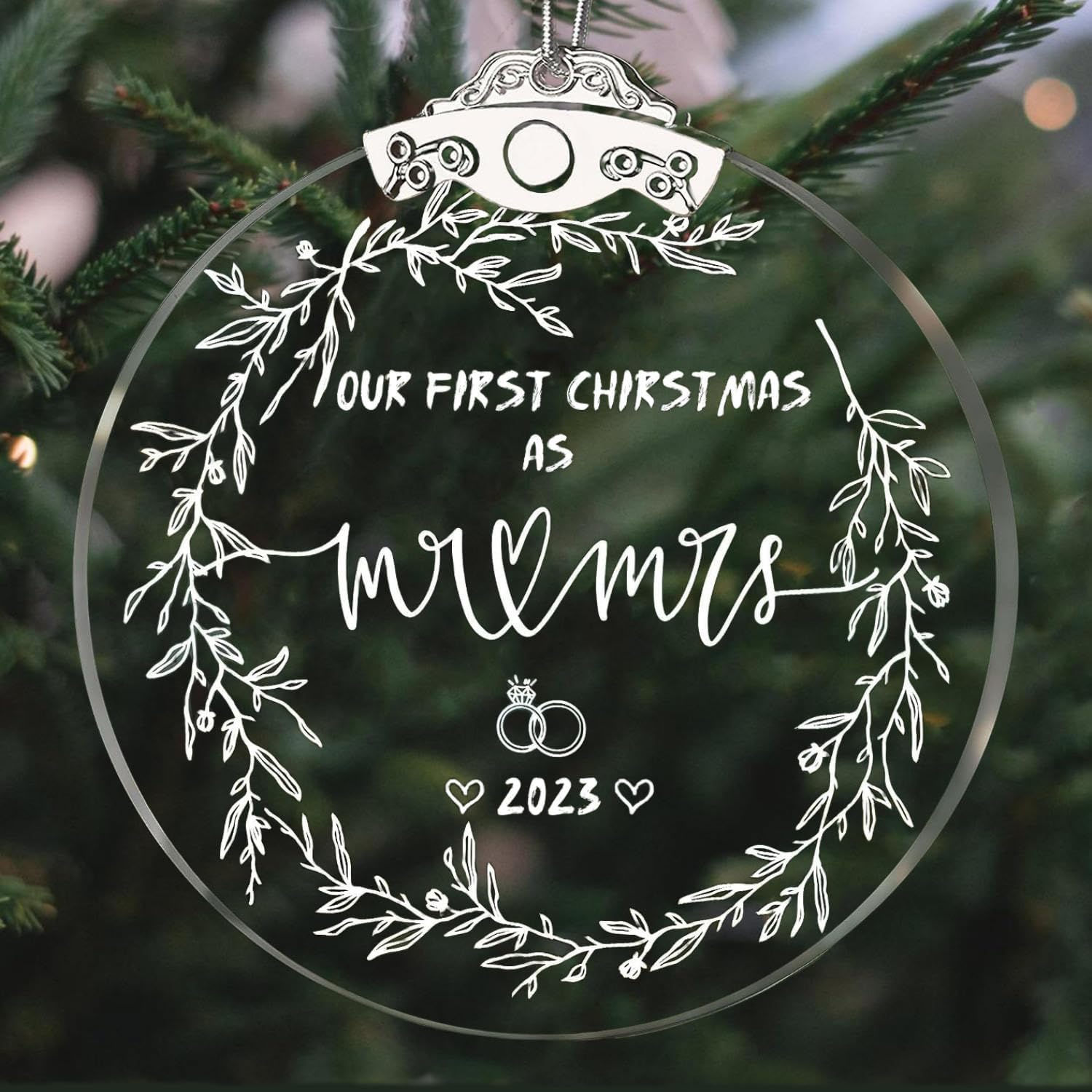 Adornos de Navidad, regalos de boda, regalos de despedida de soltera, adorno de boda 2023, regalos de compromiso para parejas recién comprometidas,