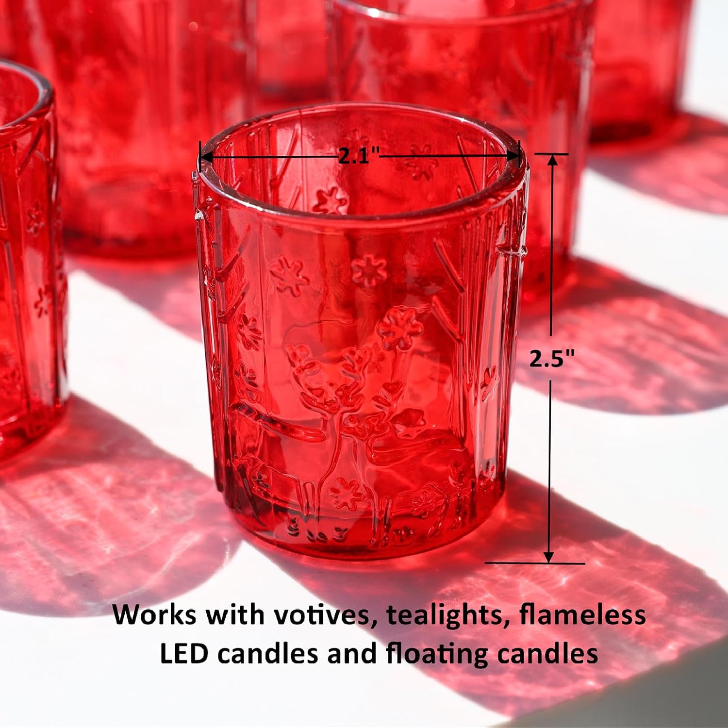12 portavelas votivas de renos rojos, portavelas de Navidad, centro de mesa de festival, velas de té de vidrio para fiesta de Navidad, vacaciones,