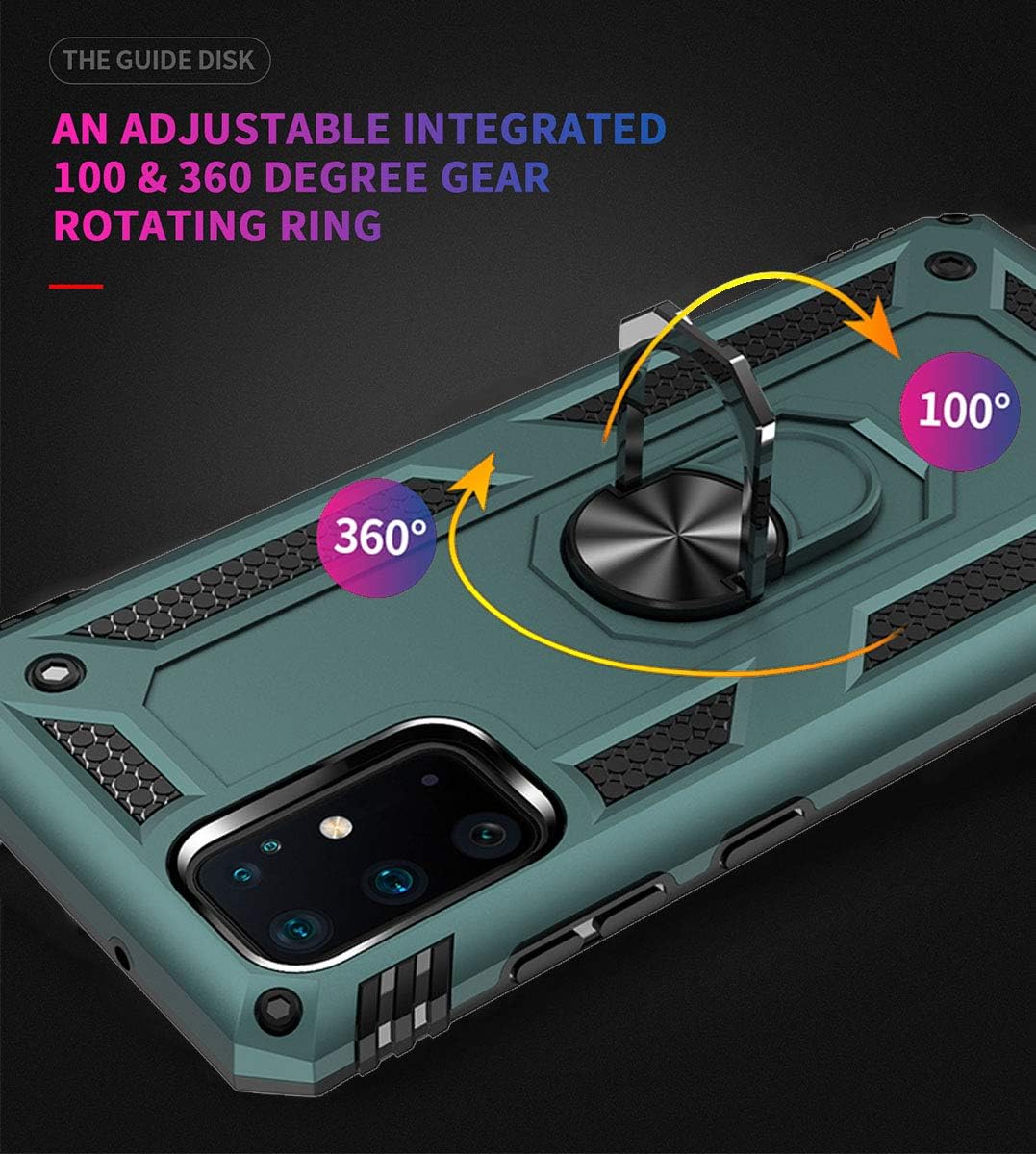 Funda S20+, funda S20 Plus, ADDIT grado militar, funda de parachoques para Samsung Galaxy S20 Plus antiarañazos, con soporte de anillo para coche
