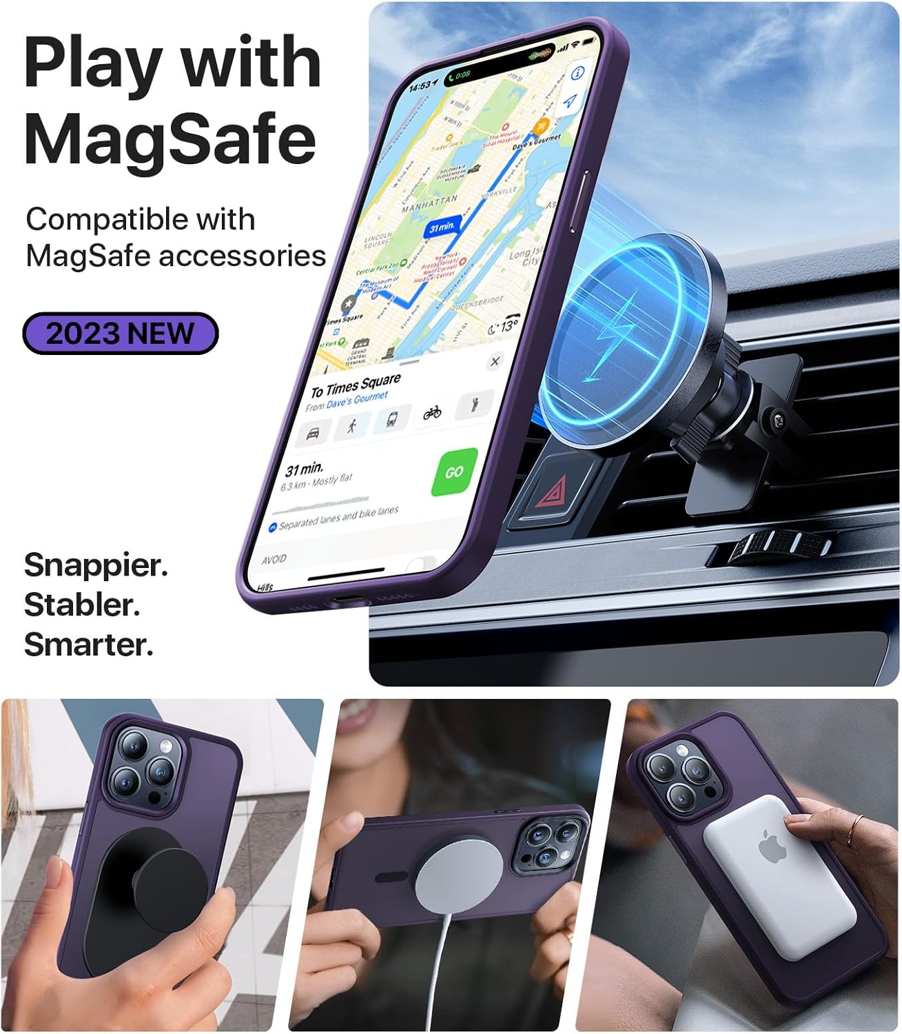 Funda magnética para iPhone 12 Pro Max, probada en caídas militares de 10 pies compatible con MagSafe, a prueba de golpes, funda protectora de