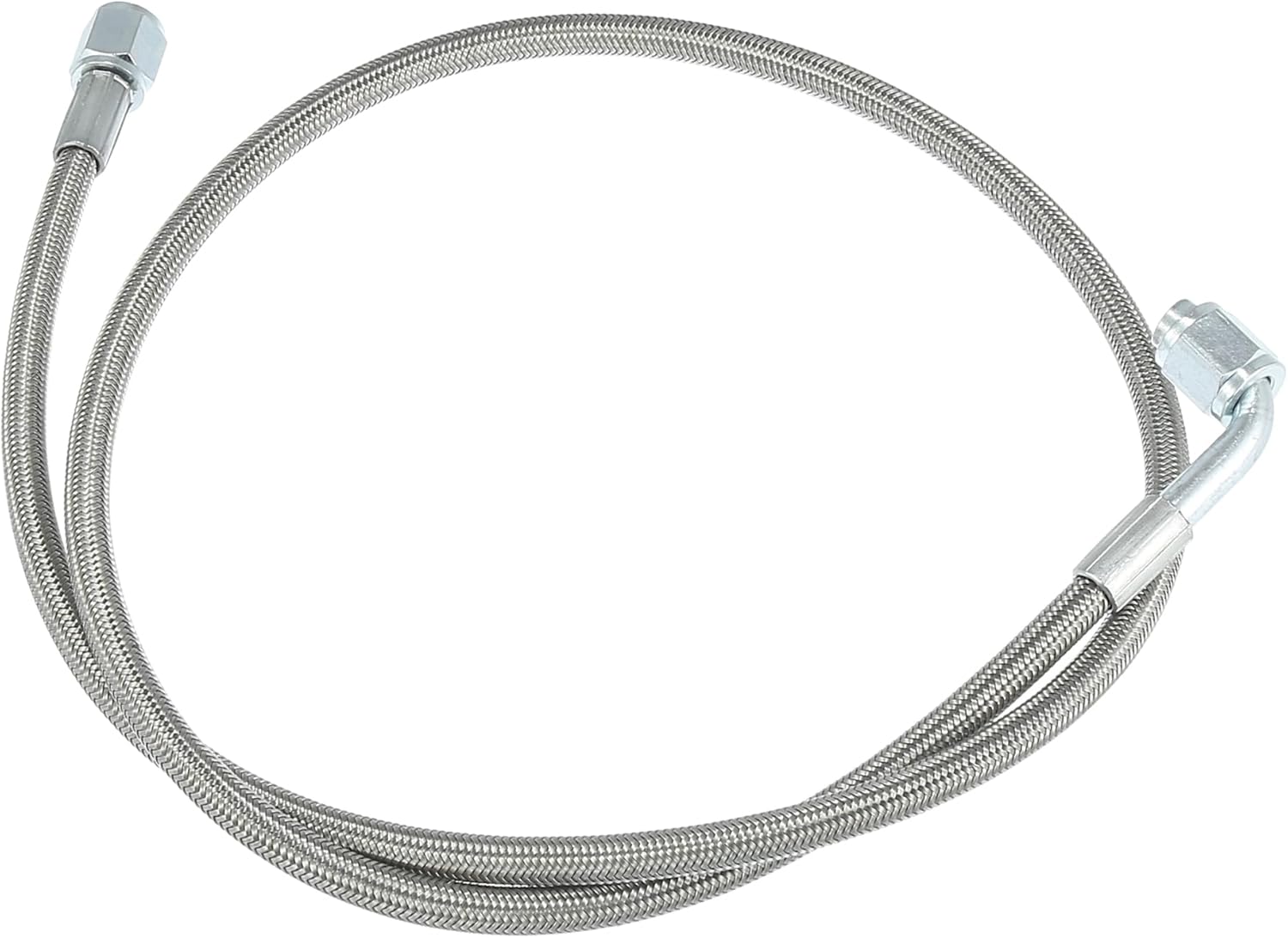 X AUTOHAUX Línea de alimentación de aceite turbo 4AN de 36 pulgadas de longitud de acero inoxidable trenzado AN4 90 grados de presión de extremo de