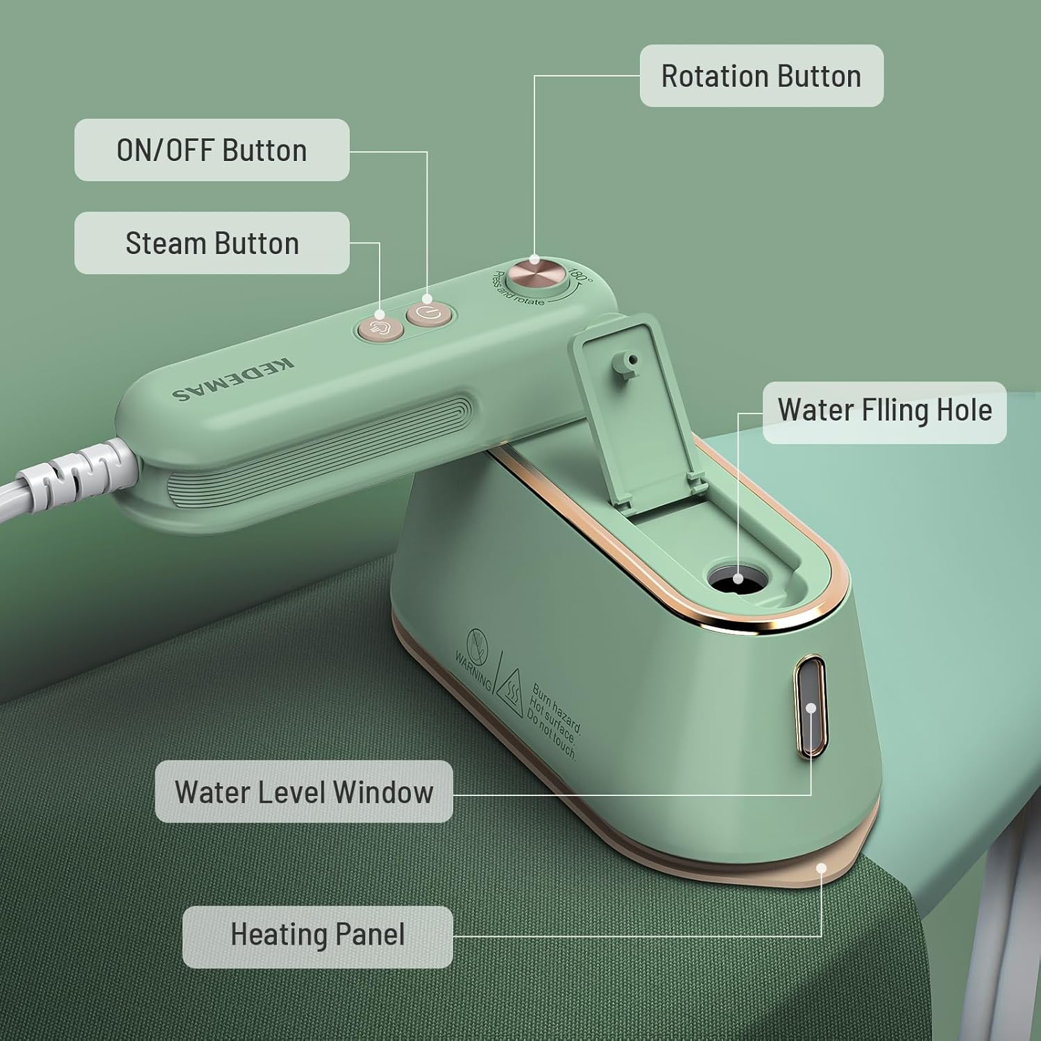 Plancha plegable para ropa con 2 niveles de vapor 2024, planchas portátiles de 1100 W para ropa de viaje, planchado en seco, máquina de planchar de