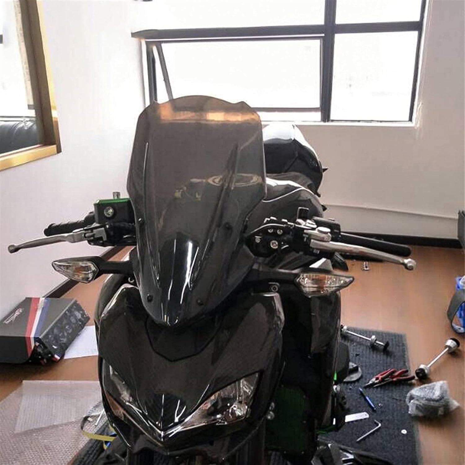 Motorcycle Windshield Compatible with Kawasaki Z900 2017-2018 2019 Motorcycle Motorbike ABS Wind Deflectors Windshield Windscreen with Bracket