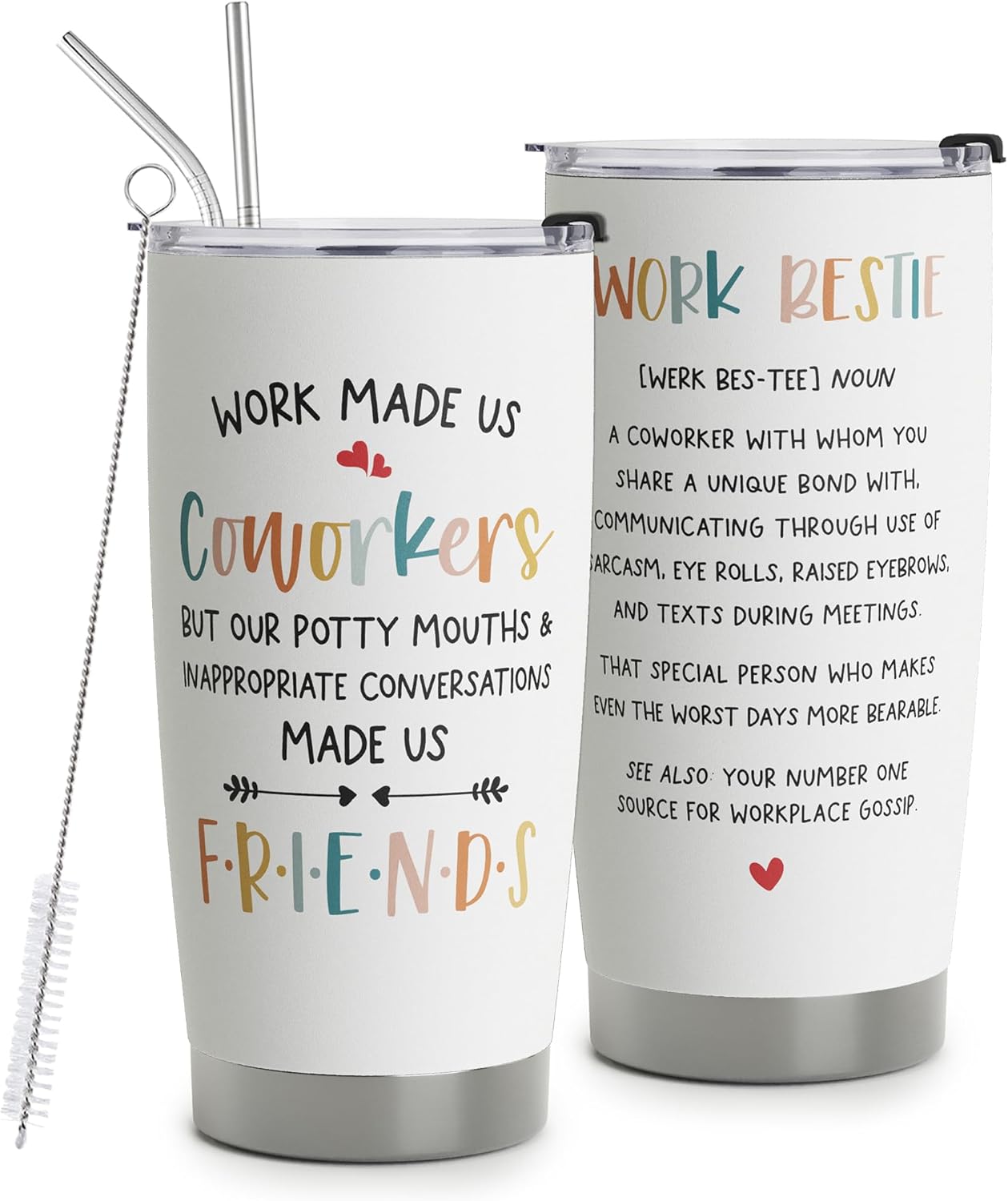 Regalos de trabajo para mujeres, vaso de acero inoxidable de 20 onzas para el trabajo, mejor amiga, regalos de cumpleaños para mejores amigas,