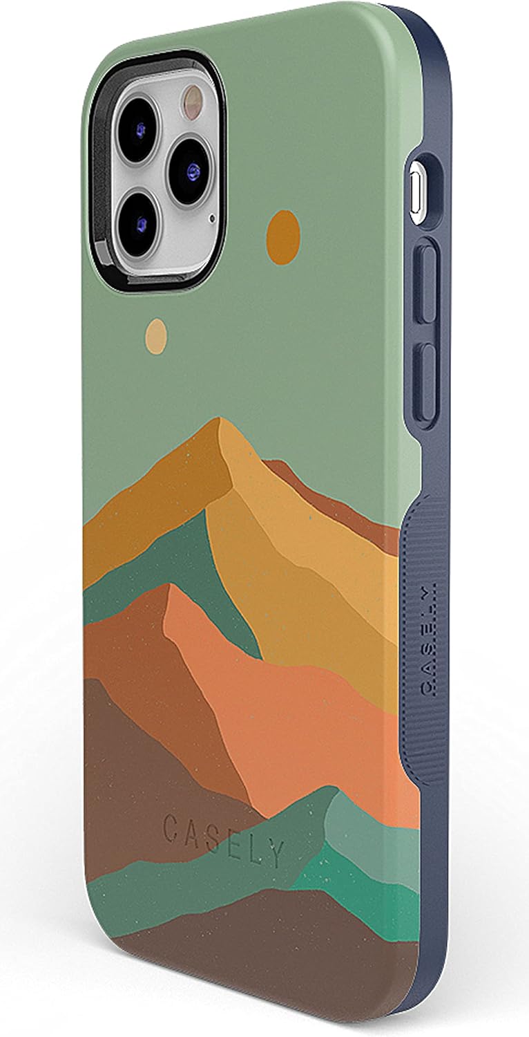 Casely Funda para iPhone 12 Pro Max  Compatible con MagSafe  Endless Peaks  Funda de montaña con bloques de color