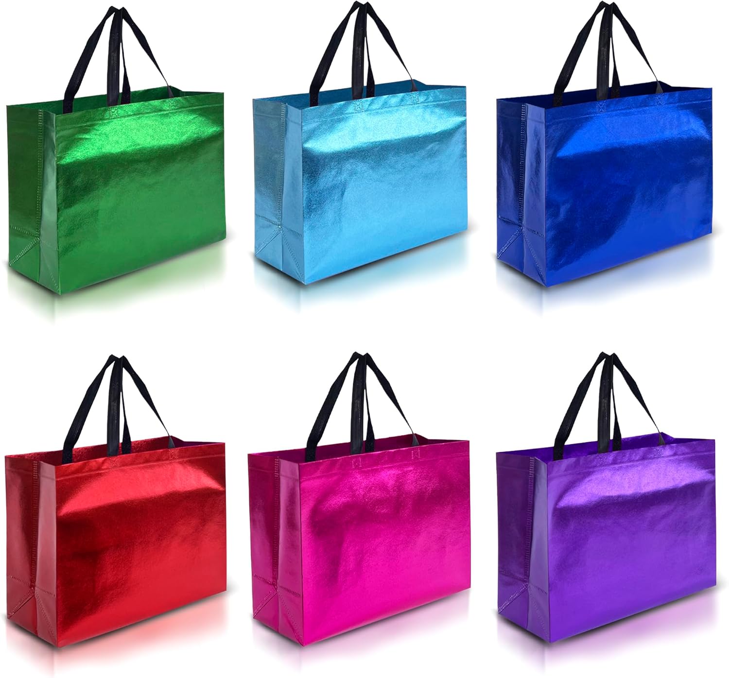 Nush Nush Bolsas de regalo de colores mixtos de tamaño extra grande  Juego de 12 bolsas de regalo reutilizables de seis colores vibrantes con