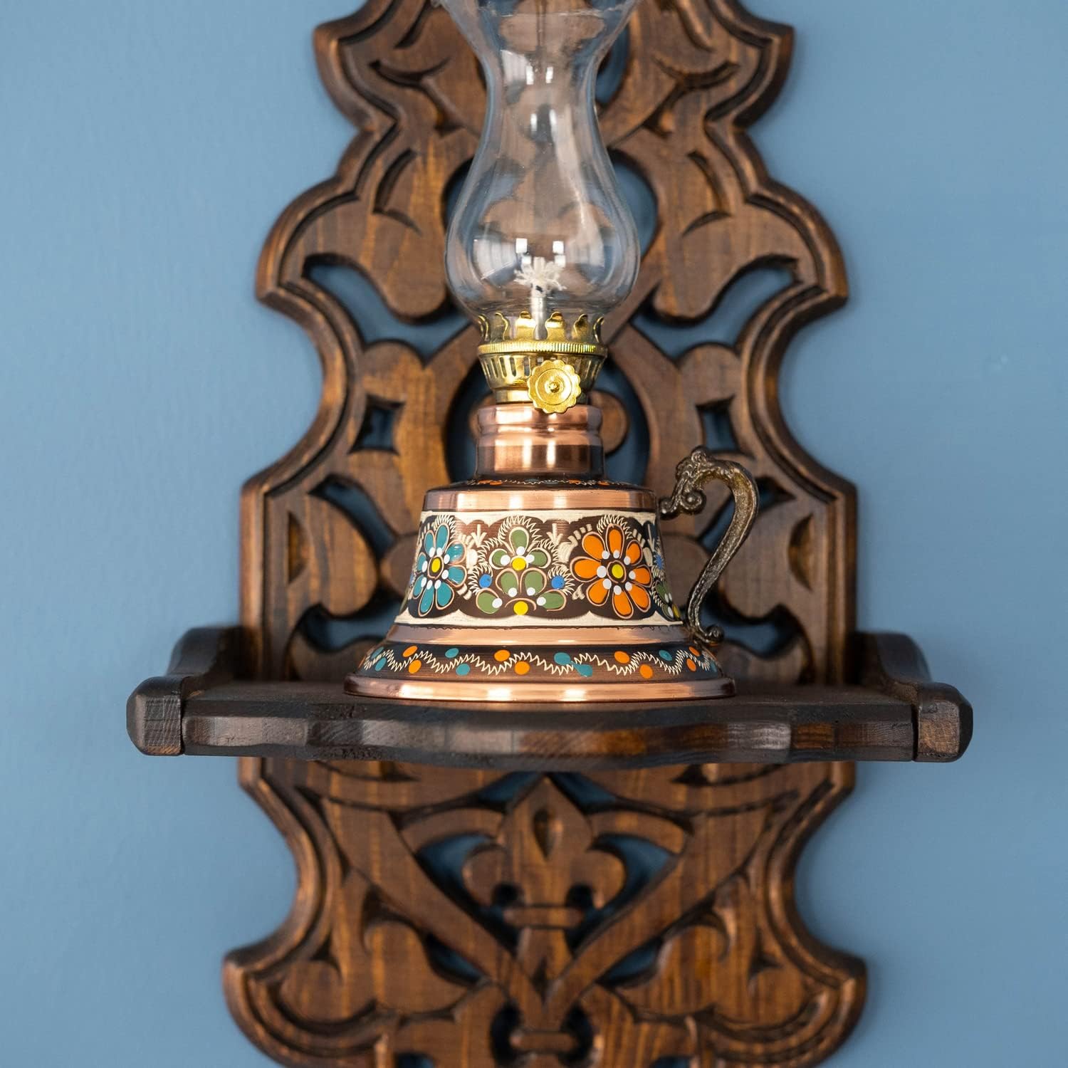 Candelabros rústicos para colgar en la pared, estante de madera para lámparas y velas, portavelas, estantes de granja