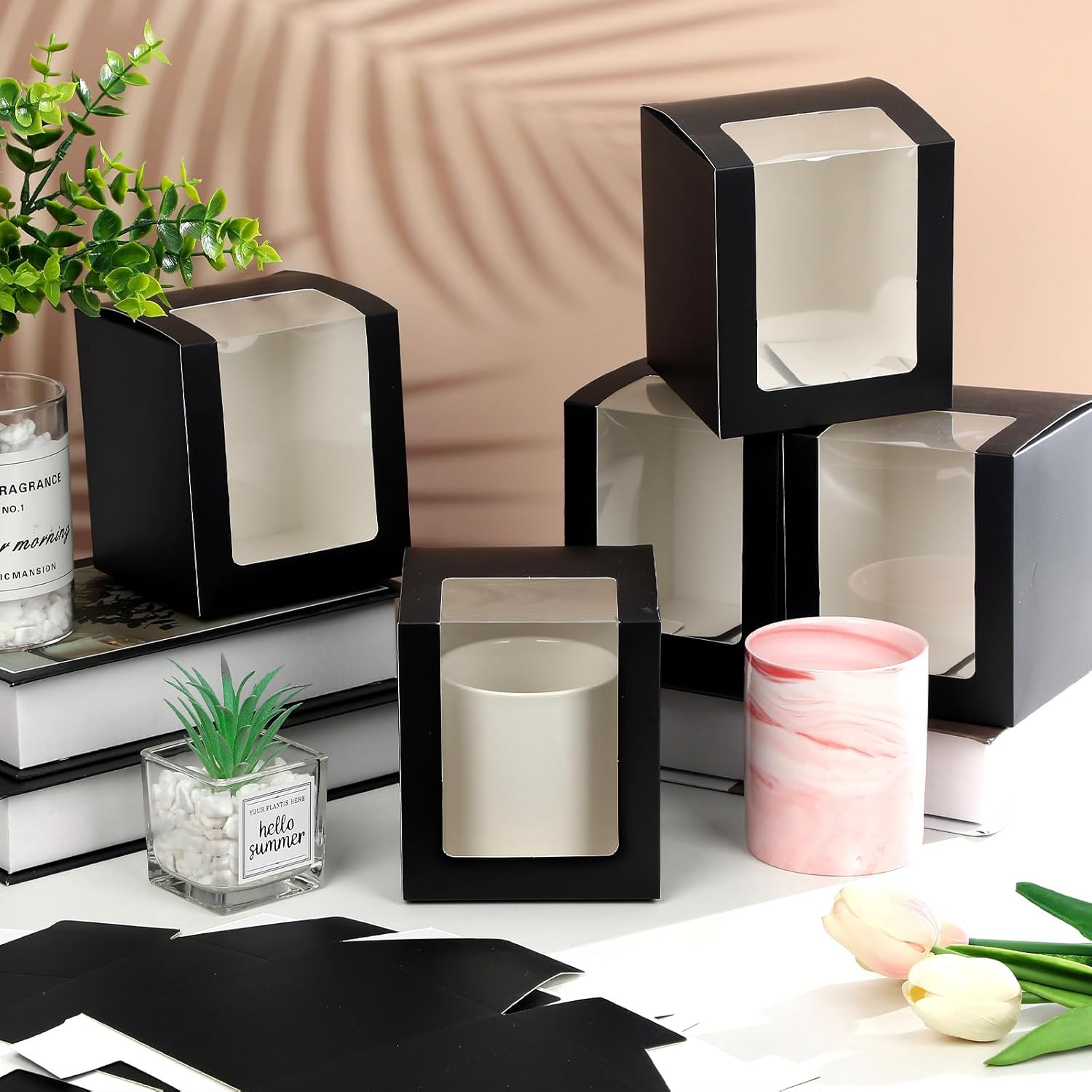 Yungyan Paquete de 50 tazas cajas de regalo, caja de embalaje de regalo transparente para espacios en blanco, tazas de café de sublimación, 11
