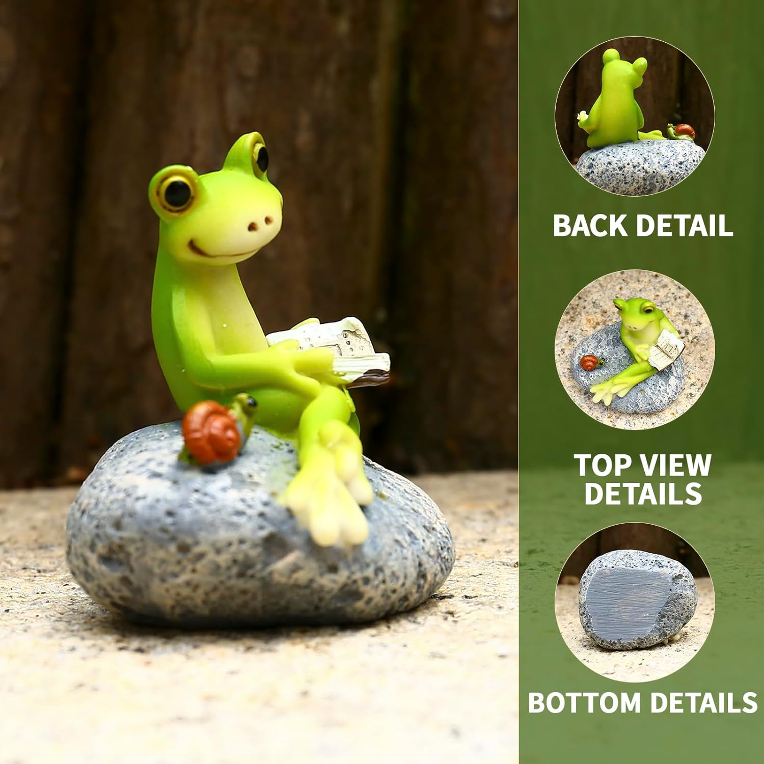 qumHmup Estatua de rana, escultura de animales de resina de mini rana para decoración interior y exterior, para jardín, patio, micro paisaje,
