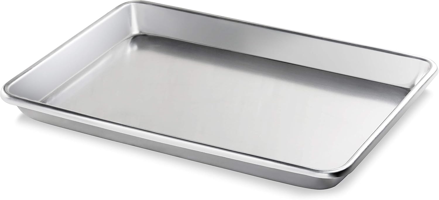 New Star Foodservice 36800 Sartén de aluminio de grado comercial de calibre 12 con cuentas abiertas, 18 pulgadas de largo x 26 pulgadas de ancho x 2