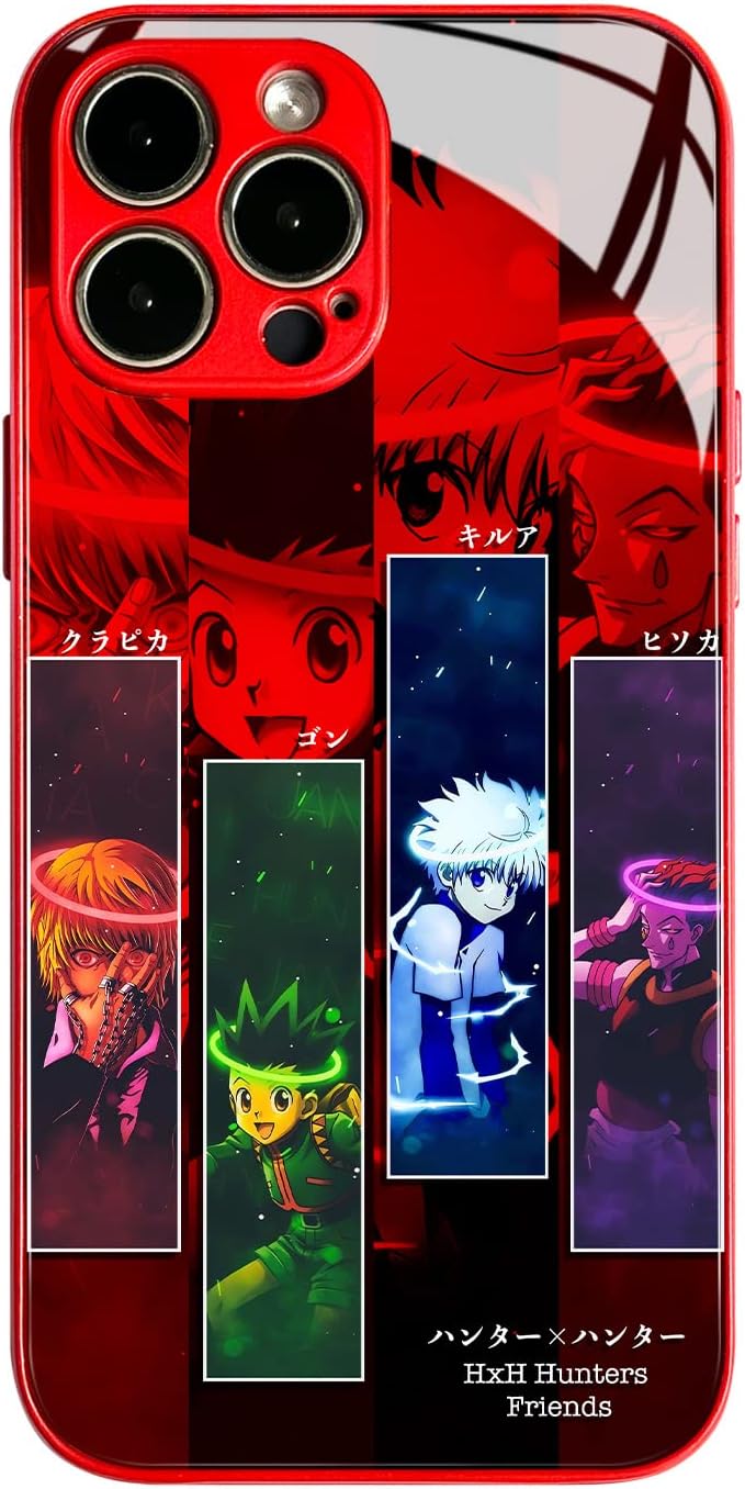 HxH Gon, Killua, Kurapika e Hisoka – Funda protectora a prueba de golpes con diseño de anime japonés para iPhone 13 Pro Max