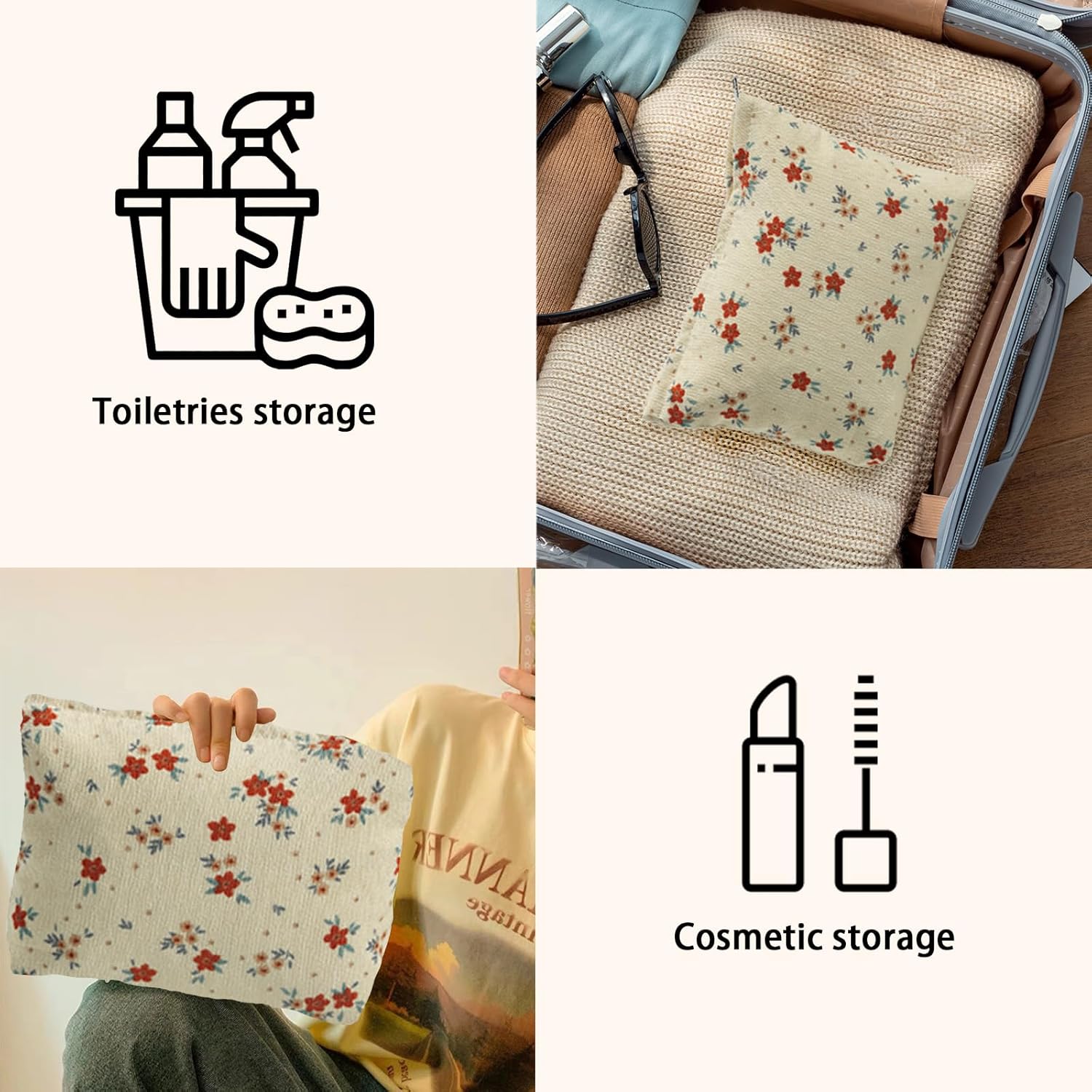 MHDGG Bolsa de maquillaje para mujer, bolsa de cosméticos floral de gran capacidad, bolsas de maquillaje, bolsas de maquillaje para mujer, bolsos de