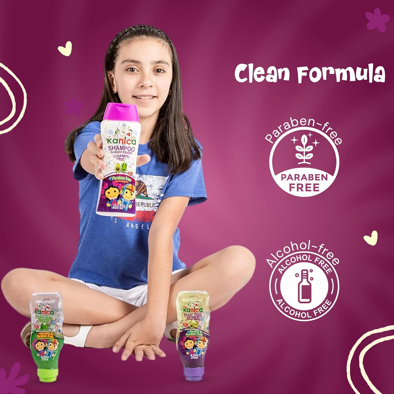 Kit integral de cuidado del cabello, 2 champús sin parabenos de 13.5 onzas y 2 gel para el cabello sin alcohol de 9.29 onzas, productos nutritivos
