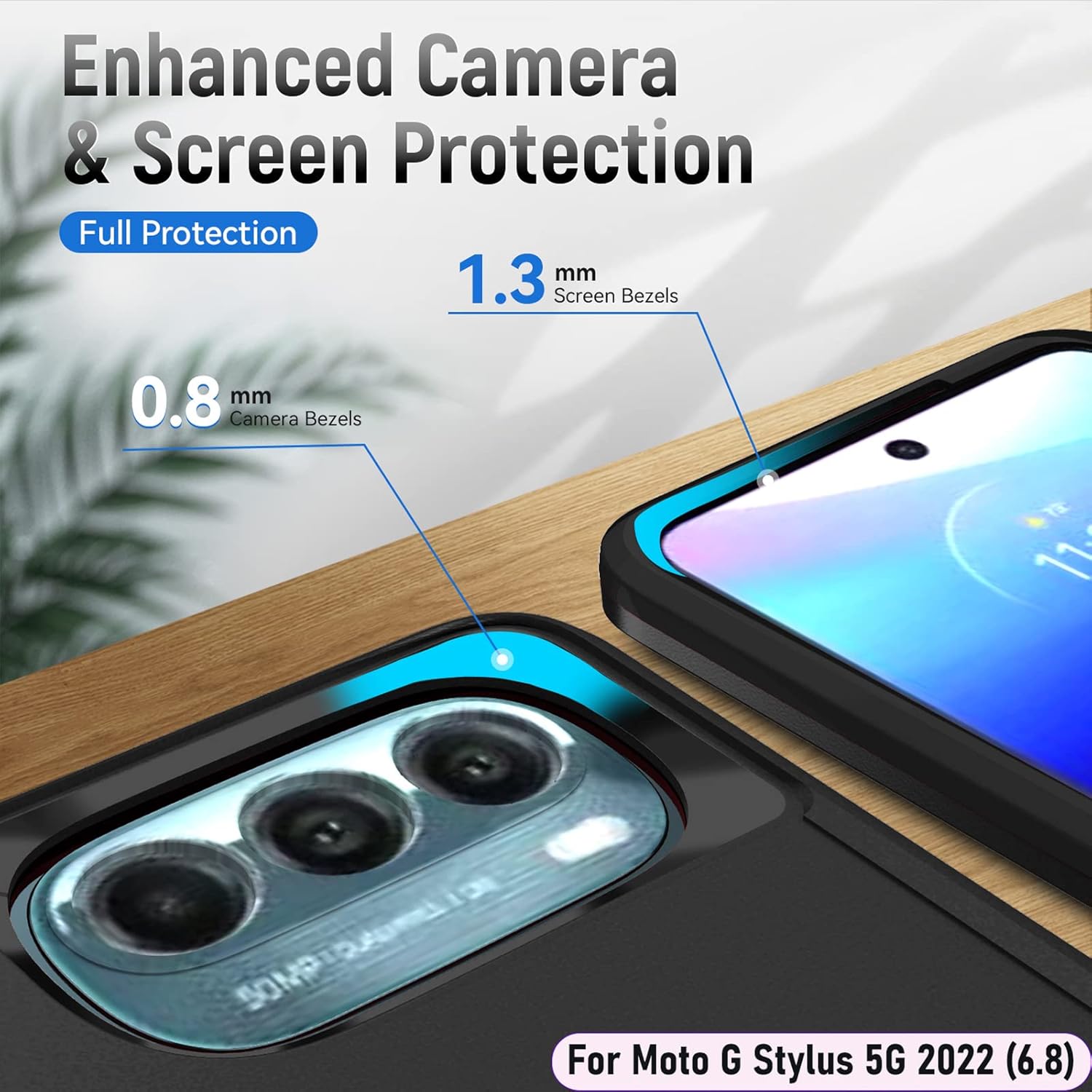 LMDAMZ Funda híbrida de doble capa de grado militar resistente a los golpes para Moto G Stylus 5G 2022 de 6.8 pulgadas con 1 soporte magnético para