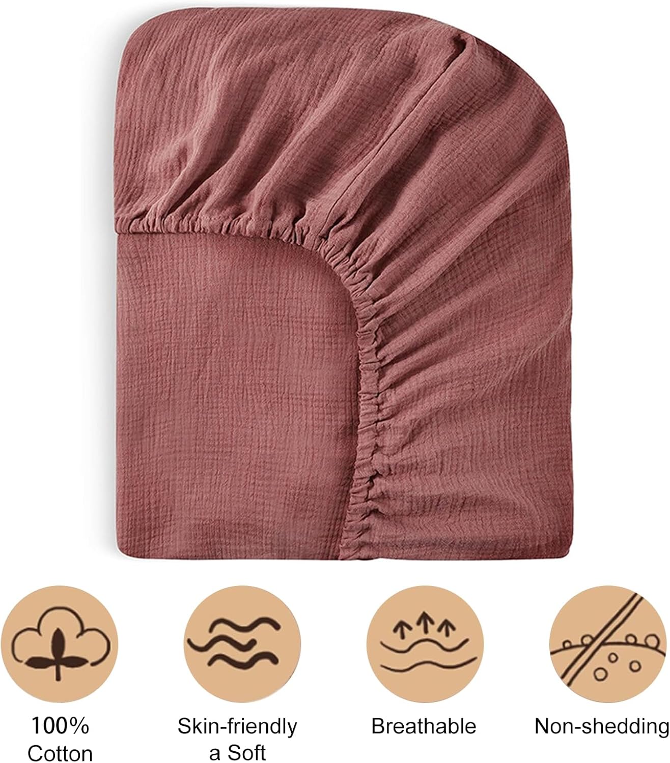 Sábanas de cuna de algodón, sábana bajera para cuna, cómoda funda de cama de algodón, suave y suave, color rojo azufaifo