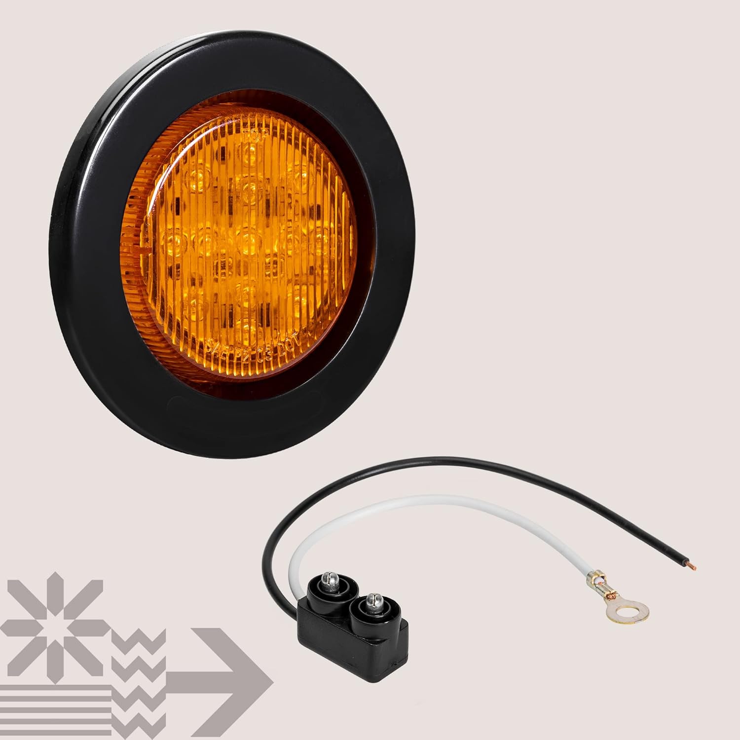 ONLINE LED STORE – Luces de delimitación lateral de 13 LED, redondas, de 6.35cm (padre)., Paquete de 1, Ambar