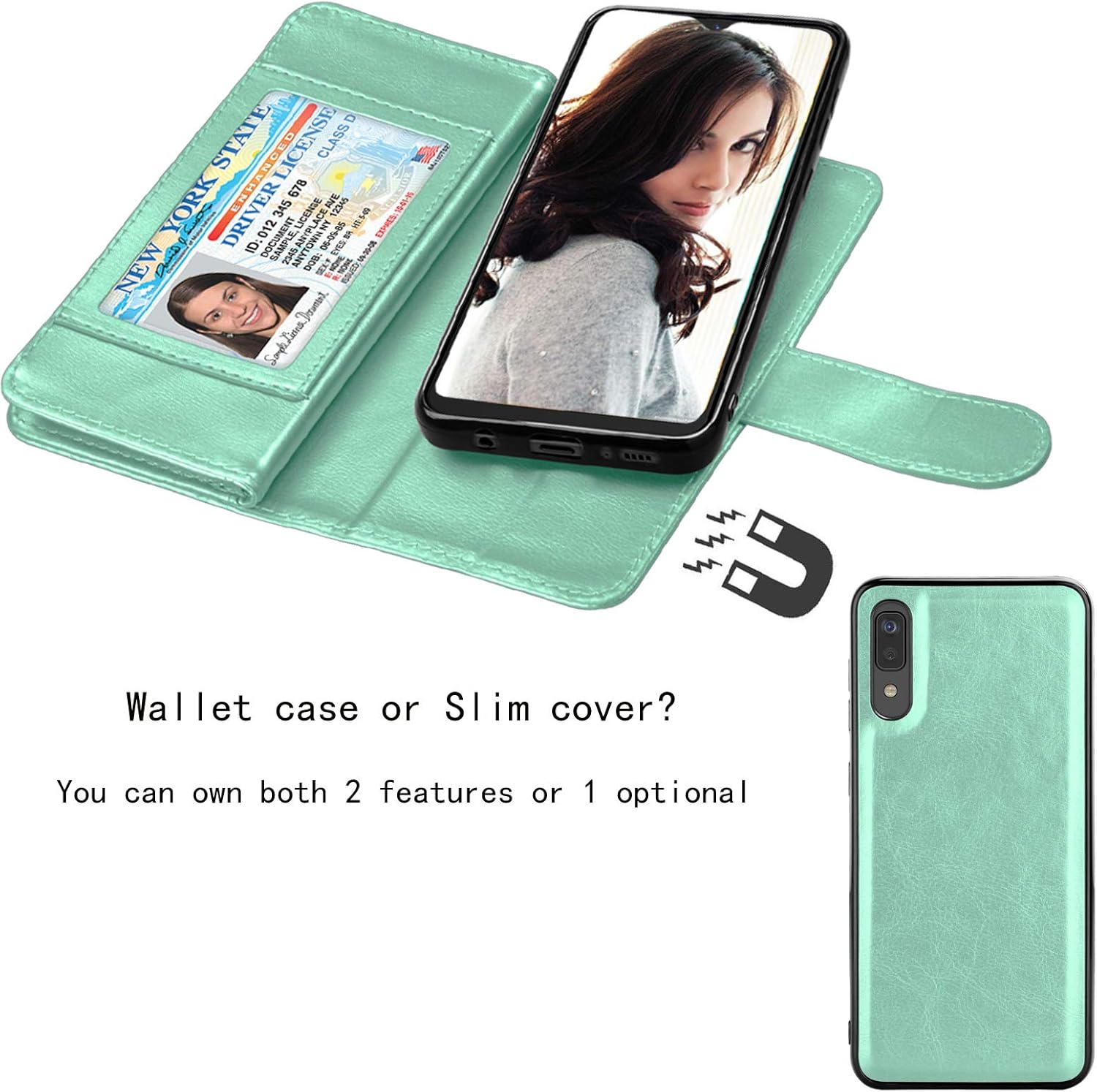 NJJEX Funda tipo cartera para Samsung Galaxy A70, para Galaxy A70 de 6.7 pulgadas, 9 ranuras para tarjetas funda de piel sintética para tarjetas de