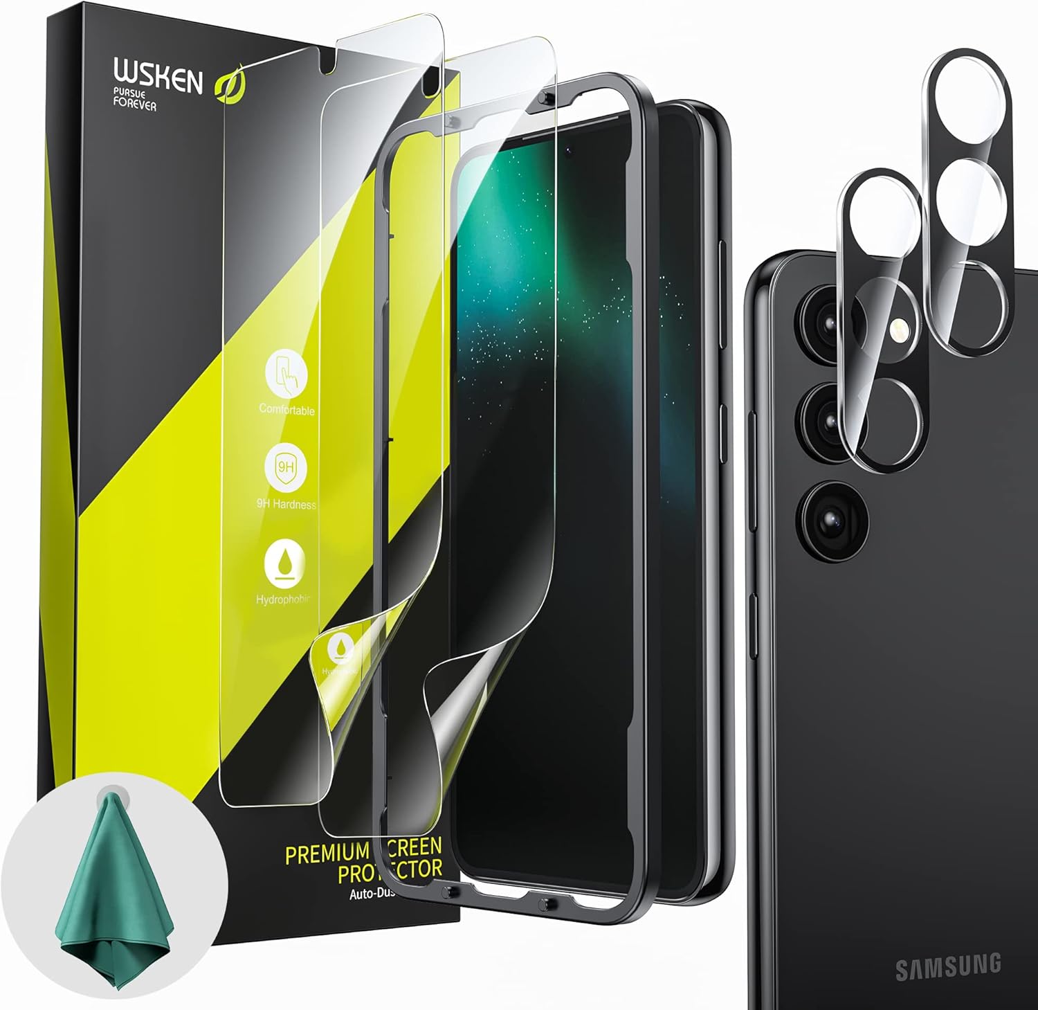 WSKEN Protector de pantalla para Samsung Galaxy S23 PlusS23+ no de vidrio, paquete de 2 películas de TPU flexible transparente HD + 2 protectores de