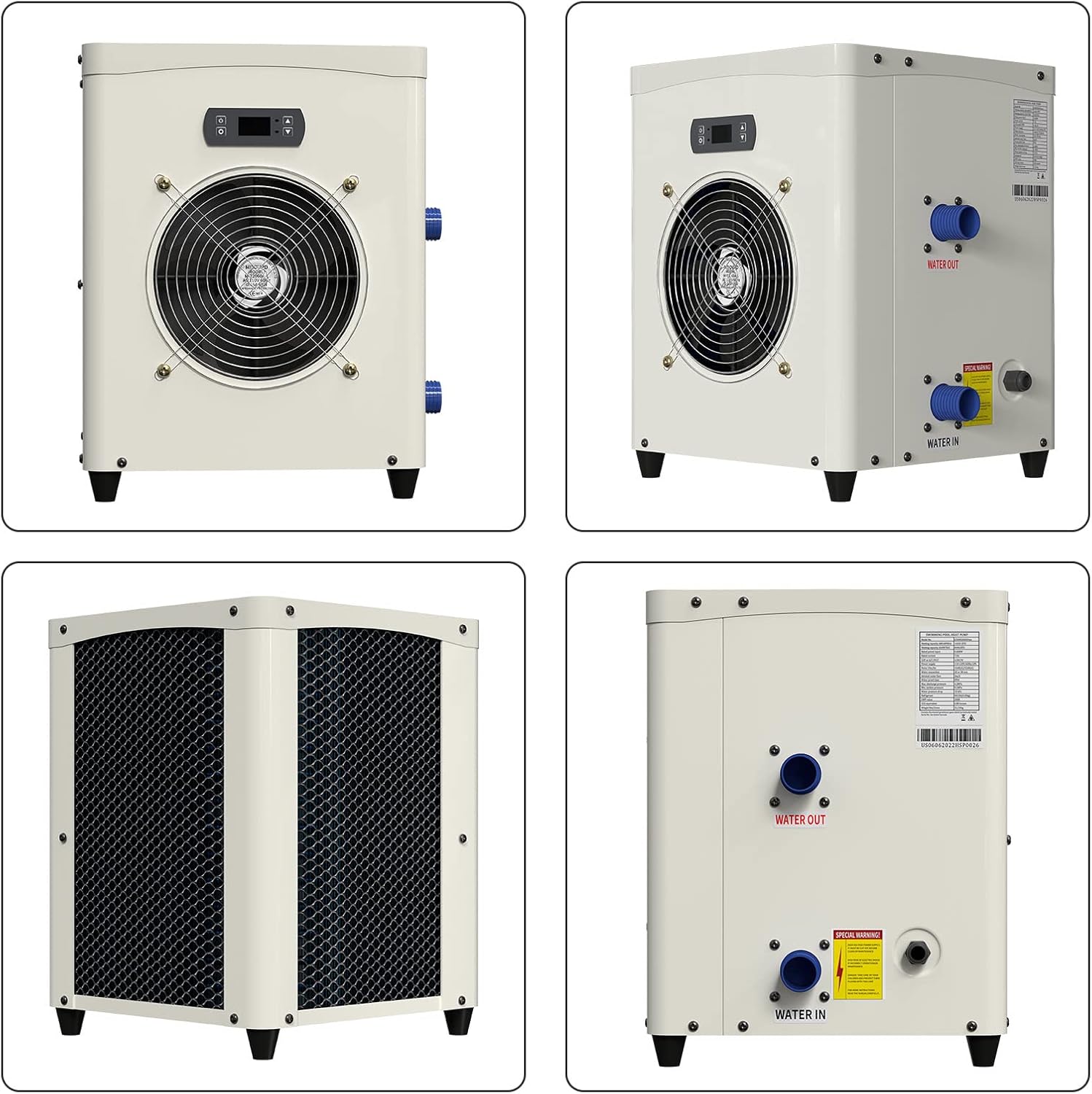 ABORON – Calentador de agua para piscinas sobre el suelo, bomba de calor de piscina, 14300 BTUh, hasta 2300 galones, 110V  120V60Hz