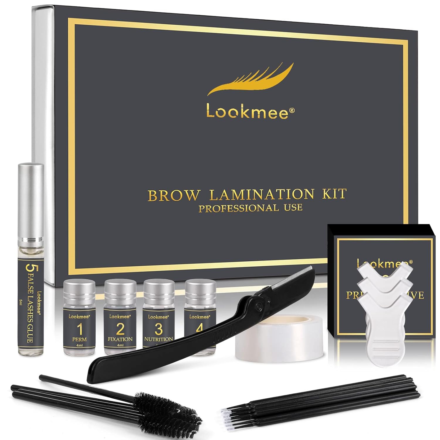Kit de laminación de cejas, kit profesional de elevación instantánea de cejas, kit de permanente de cejas de larga duración para cejas más completas