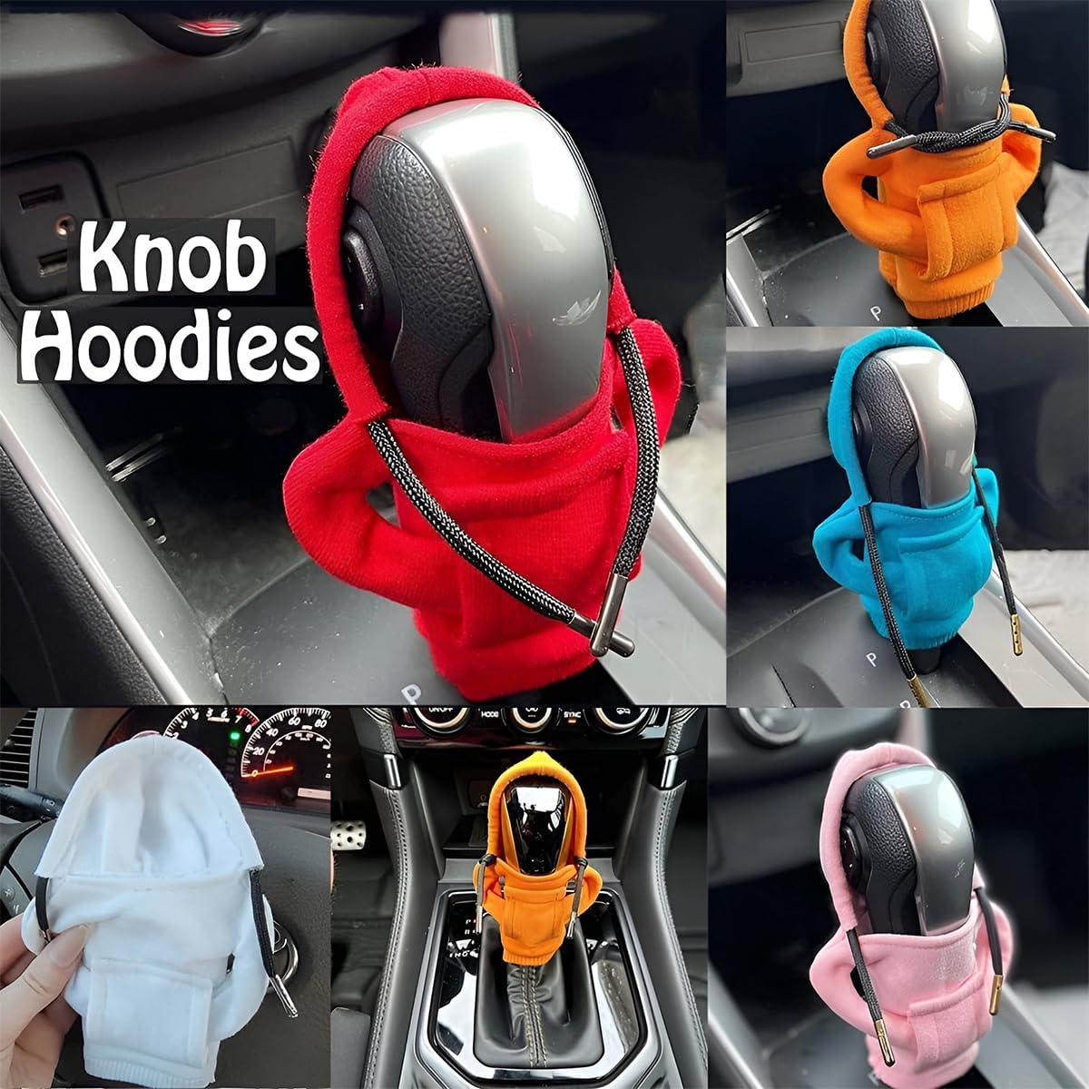 Funda para perilla de palanca de cambios de automóvil, diseño de suéter de moda, bonita camisa con capucha para pomo de palanca de cambios de