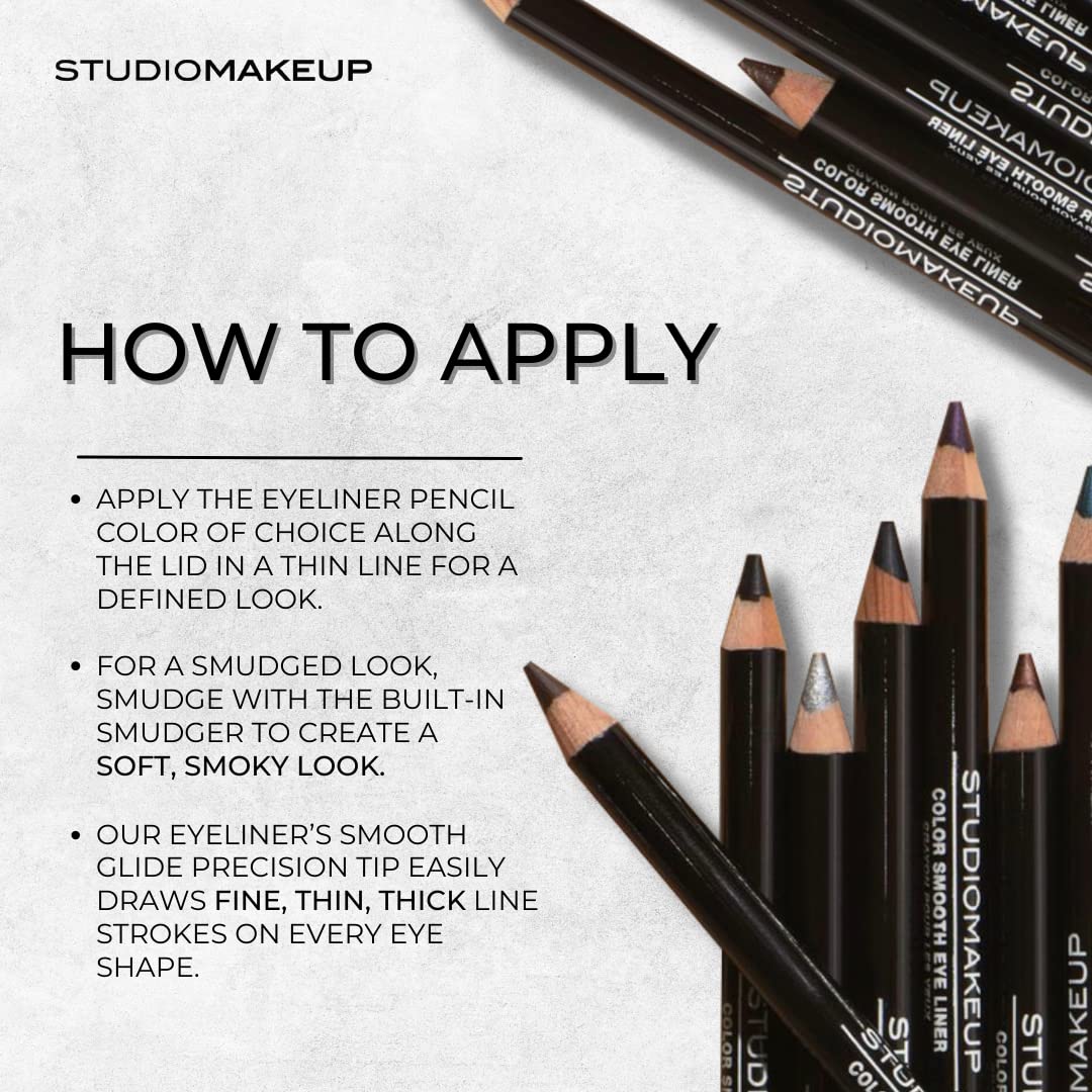 Studiomakeup Lápiz delineador de ojos suave de color, maquillaje de ojos suave al tacto, delineador de ojos de textura suave, delineador de ojos