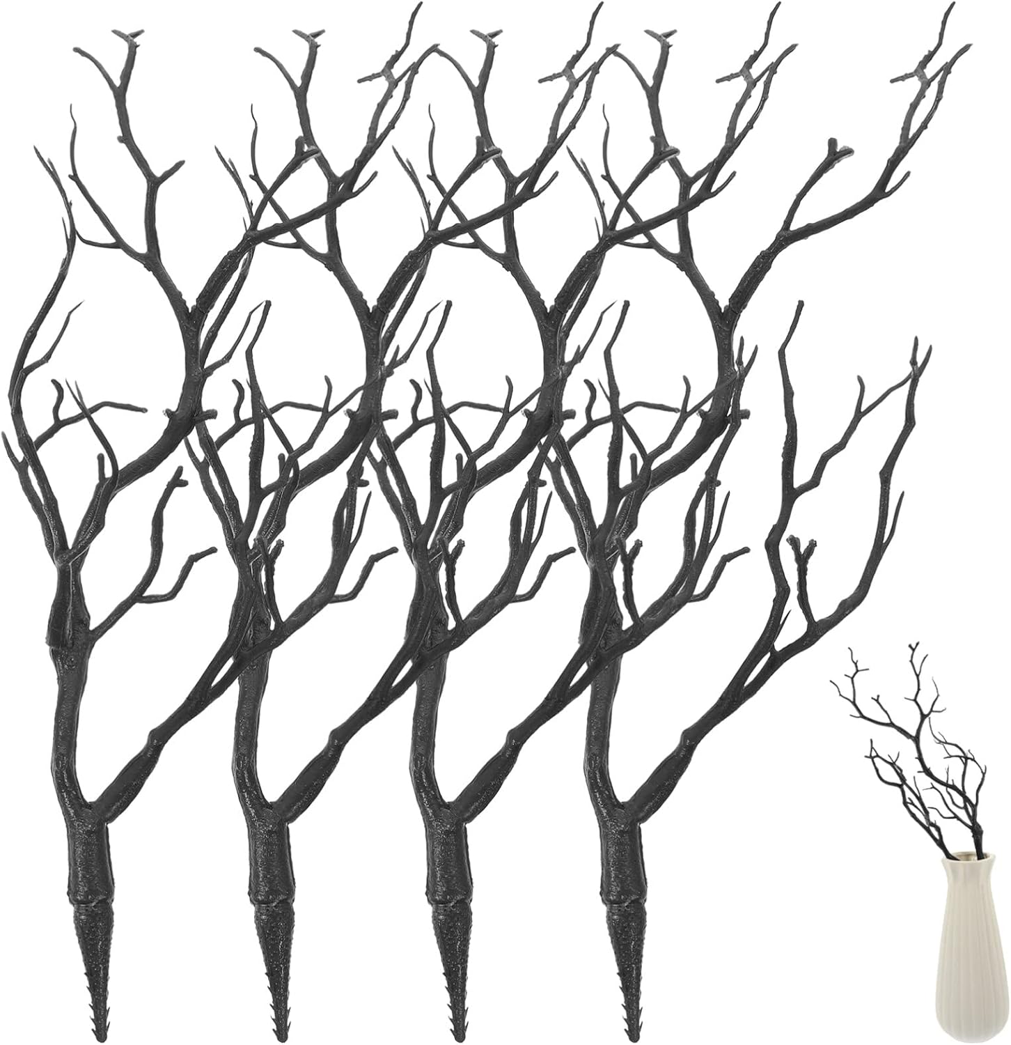 VICASKY 4 ramas de árbol secas de cuernos artificiales, ramas de asterna de bruja artística, ramas decorativas de plástico de simulación, ramas