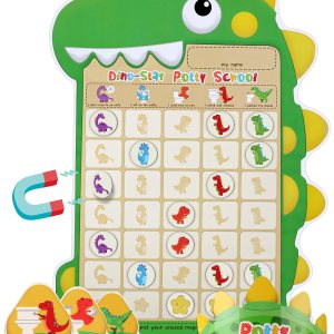 Tabla de entrenamiento para ir al baño para niños pequeños y niñas, una tabla de orinal de dinosaurios con 35 calcomanías magnéticas reutilizables Tabla de entrenamiento para ir al baño para niños pequeños y niñas, una tabla de orinal de dinosaurios con 35 calcomanías magnéticas reutilizables