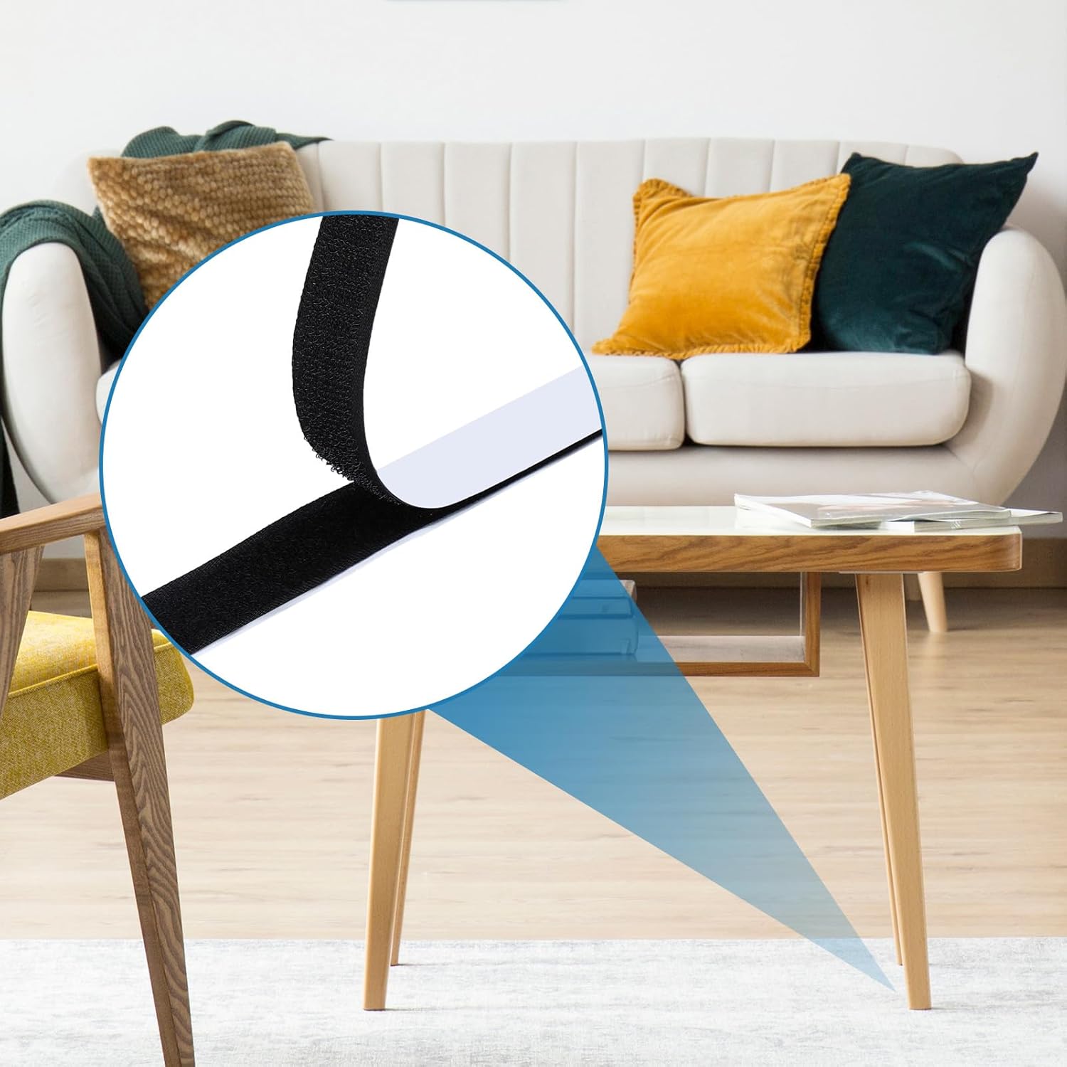 Qilery 4 Rolls 34 Inch x 82 Feet Self Adhesive Hook and Loop Tape Double Sided Fastening Roll Sticky Hanging Strips Heavy Duty Strips Fastener for