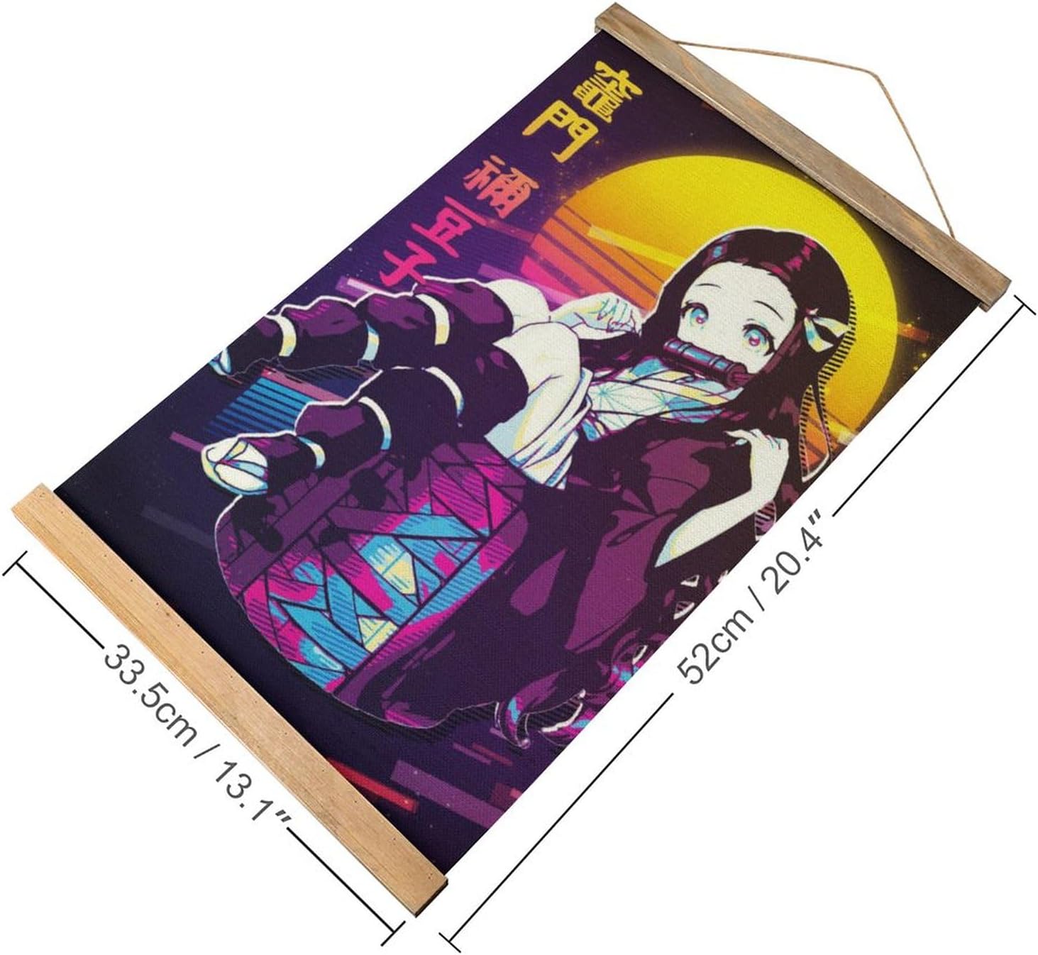 BAWUTZ Nezuko Kamado – Póster retro de desplazamiento para pared, pintura colgante, marco de madera, kit magnético para decoración de sala de estar,