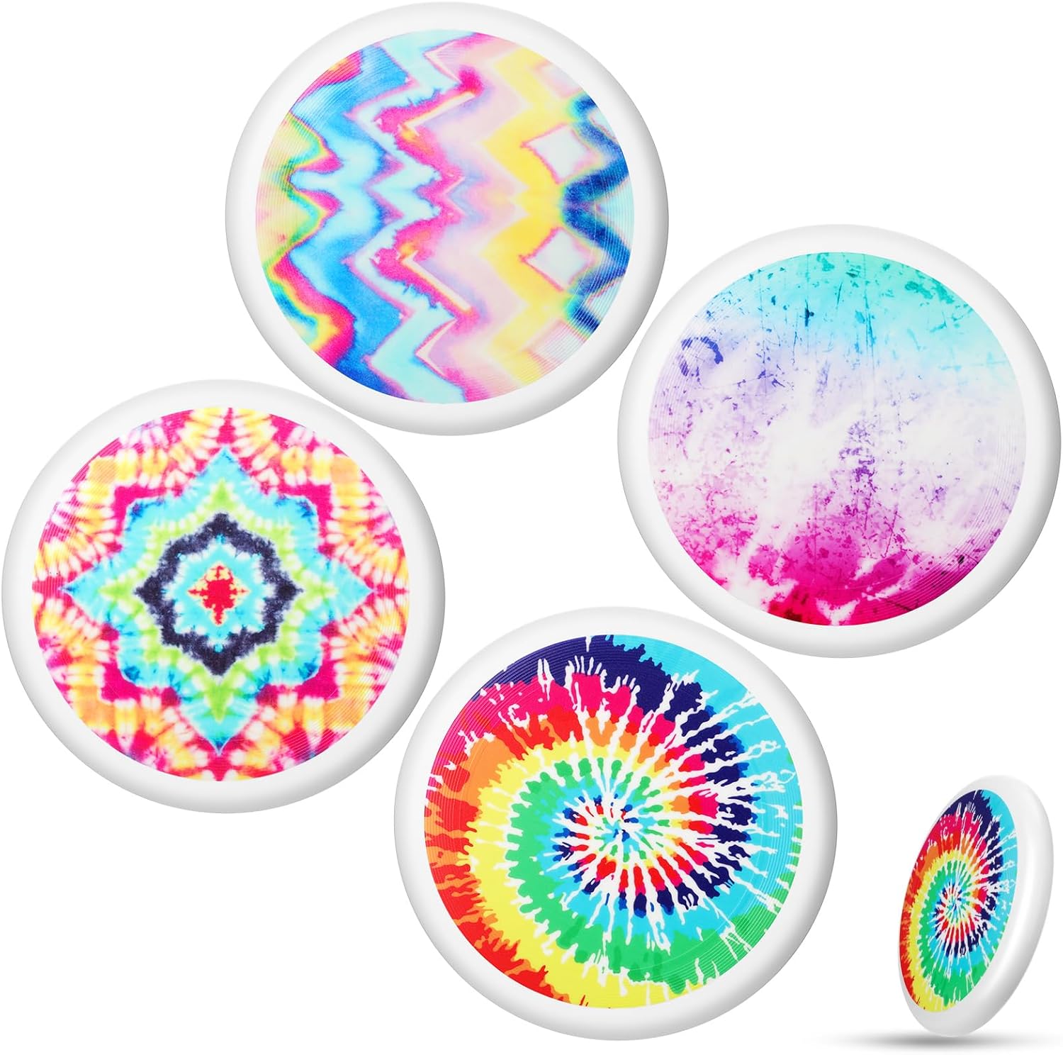Liliful 4 unidades de disco volador de plástico de 3.53 oz de 8.46 pulgadas, disco volador de teñido anudado deportivo para parque, adultos, niños,