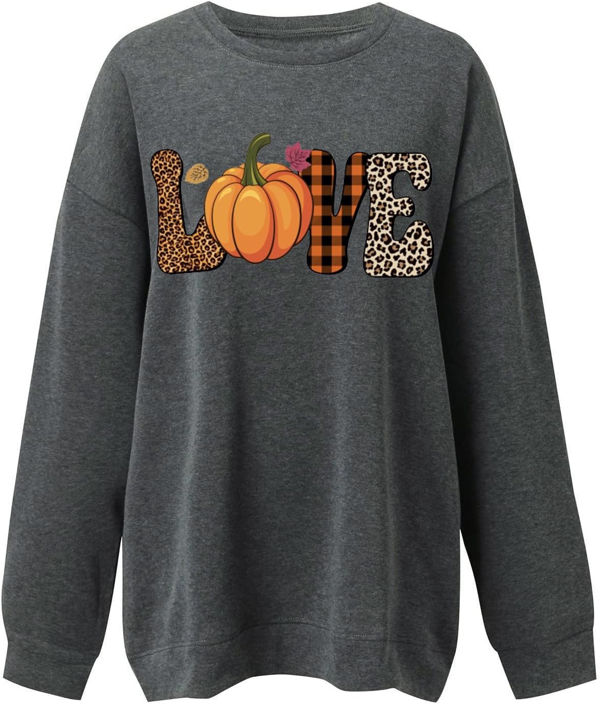 Sudadera gráfica de gran tamaño para mujer, estampado de Halloween, manga larga, cuello redondo, blusa casual de otoño