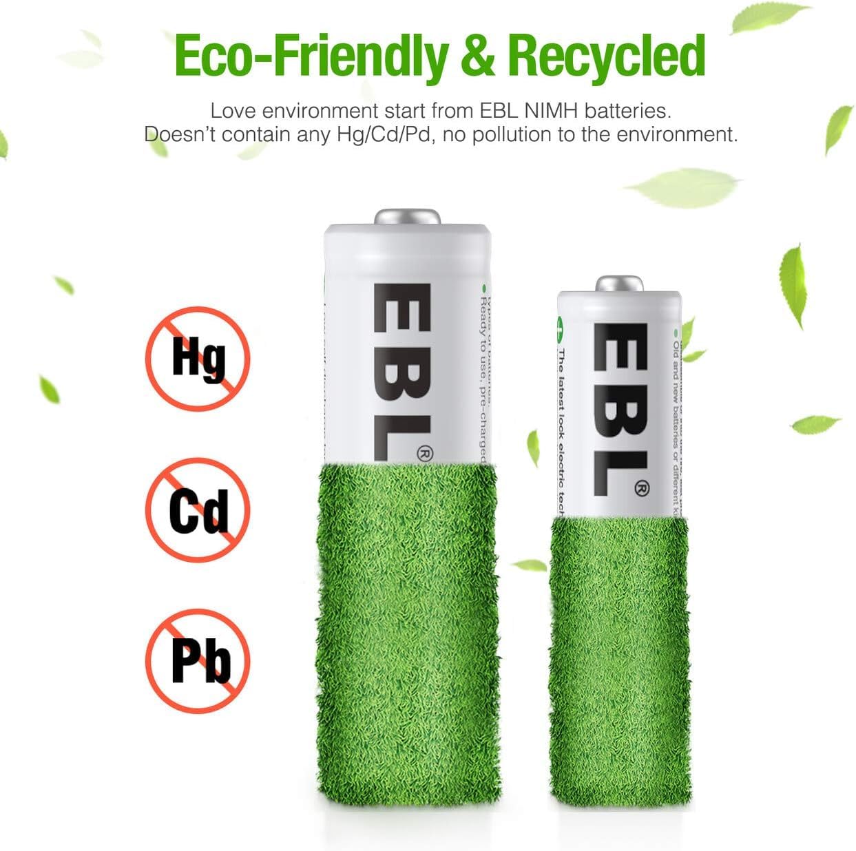EBL Peine de baterías recargables AA AAA con kits de cargador, 8 pilas AA de 2800 mAh y 16 pilas recargables AAA de 1100 mAh con cargador de batería